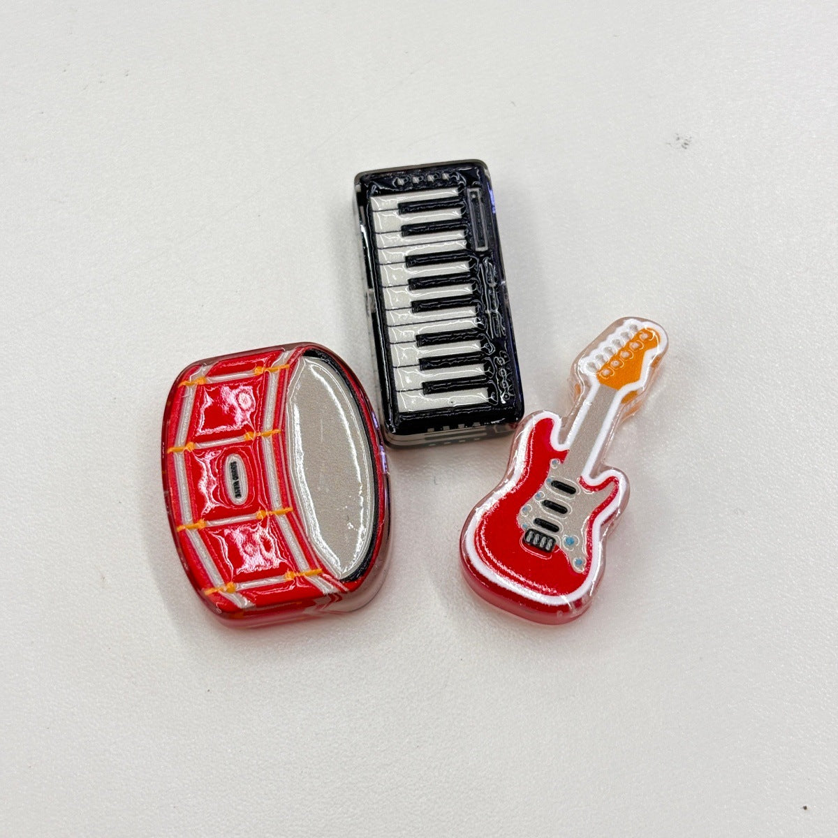 Retro Musical Instruments Acrylic Focal Beads, Guitar Vinyl Record & Piano Beads for Beadable Pens, Keychains & DIY Crafts