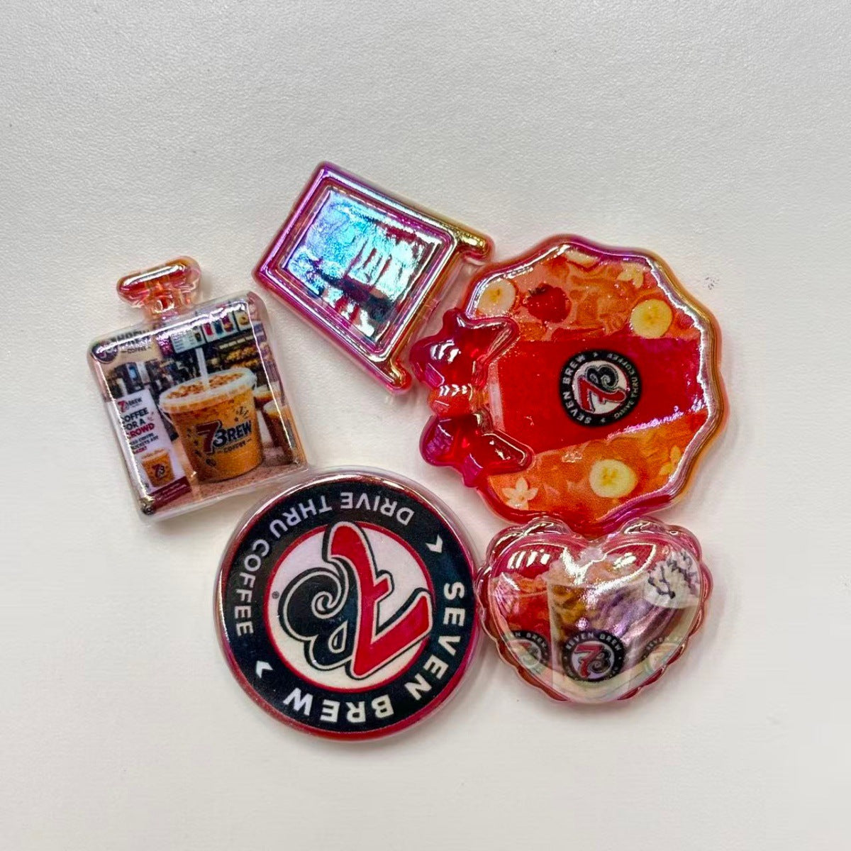 Drive-Thru Coffee Acrylic Focal Beads & Charms, Iced Coffee Drink & Bow Plaque Beads for Beadable Pens & Keychains