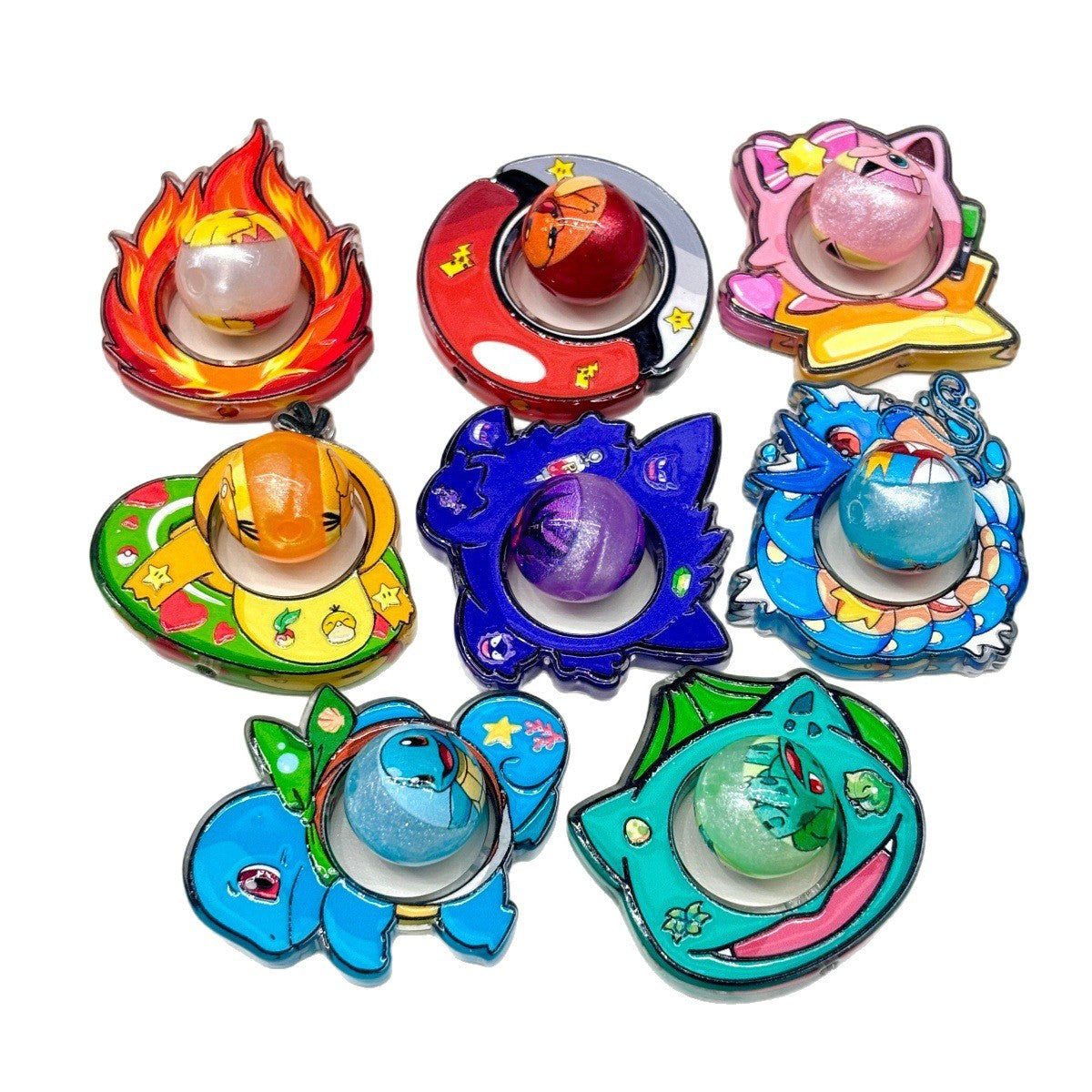 Rotating Spinner Anime Monster Acrylic Focal Beads, Hollow Frame Center Ball Beads for DIY Beadable Pens, Keychains & Crafts