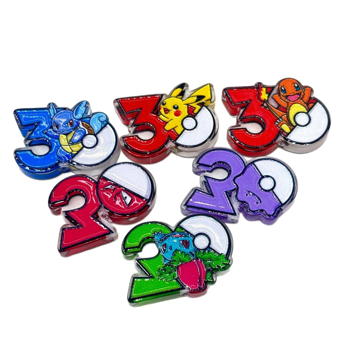 30th Anniversary Anime Monster Acrylic Focal Beads, Number 30 Creature Ball Beads for Beadable Pens, Keychains & DIY Crafts