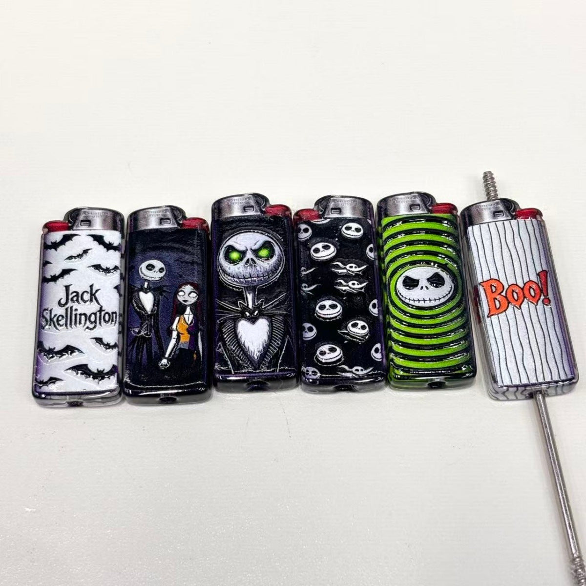 Halloween Skeleton Lighter Acrylic Focal Beads, Nightmare Gothic Lighter Charms for DIY Beadable Pens, Keychain & Bag Craft Supplies