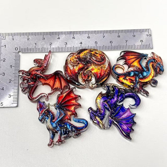 Fantasy Dragon Acrylic Focal Beads, Mythical Fire Drake Beads for DIY Beadable Pens, Keychain & Gamer Craft Supplies