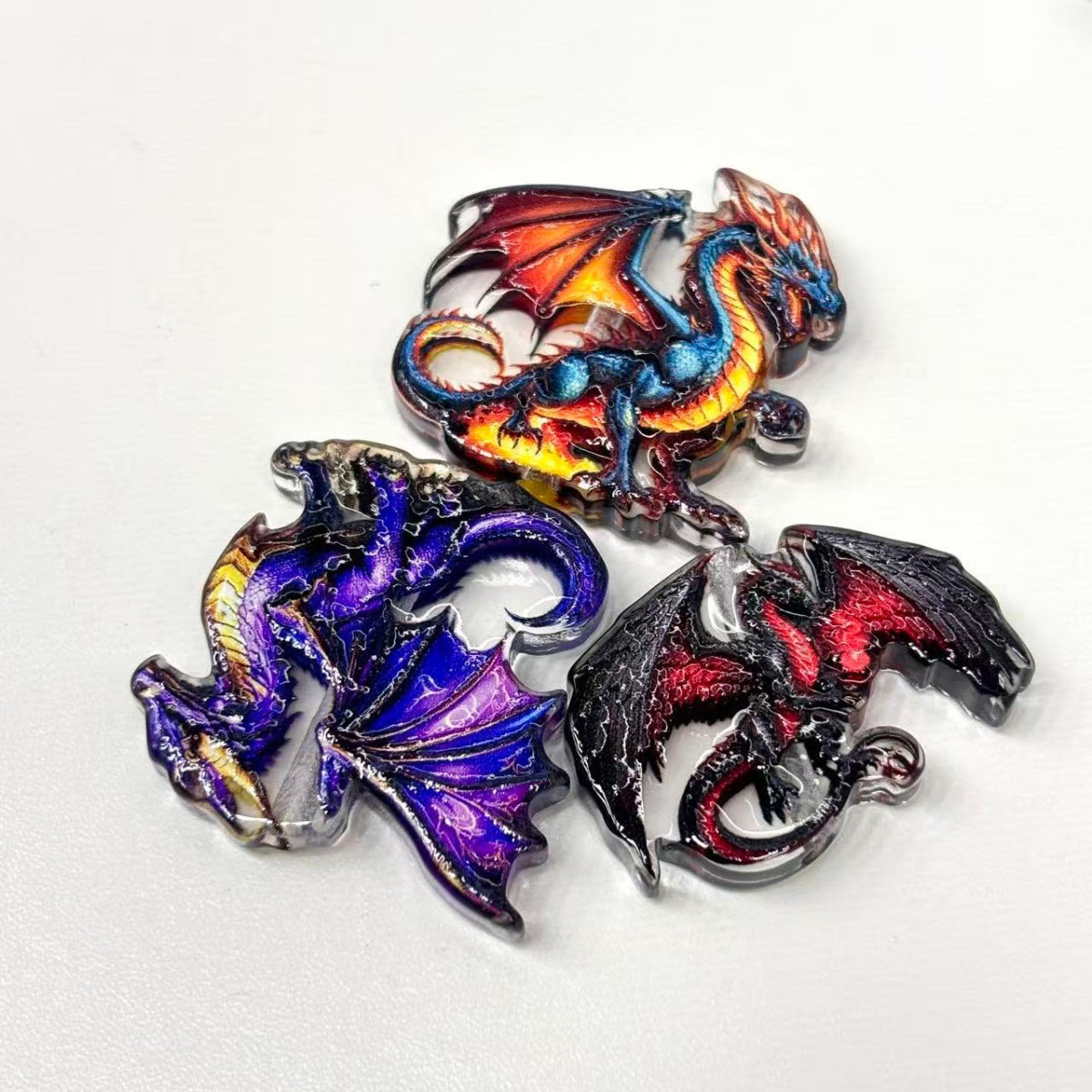 Fantasy Dragon Acrylic Focal Beads, Mythical Fire Drake Beads for DIY Beadable Pens, Keychain & Gamer Craft Supplies