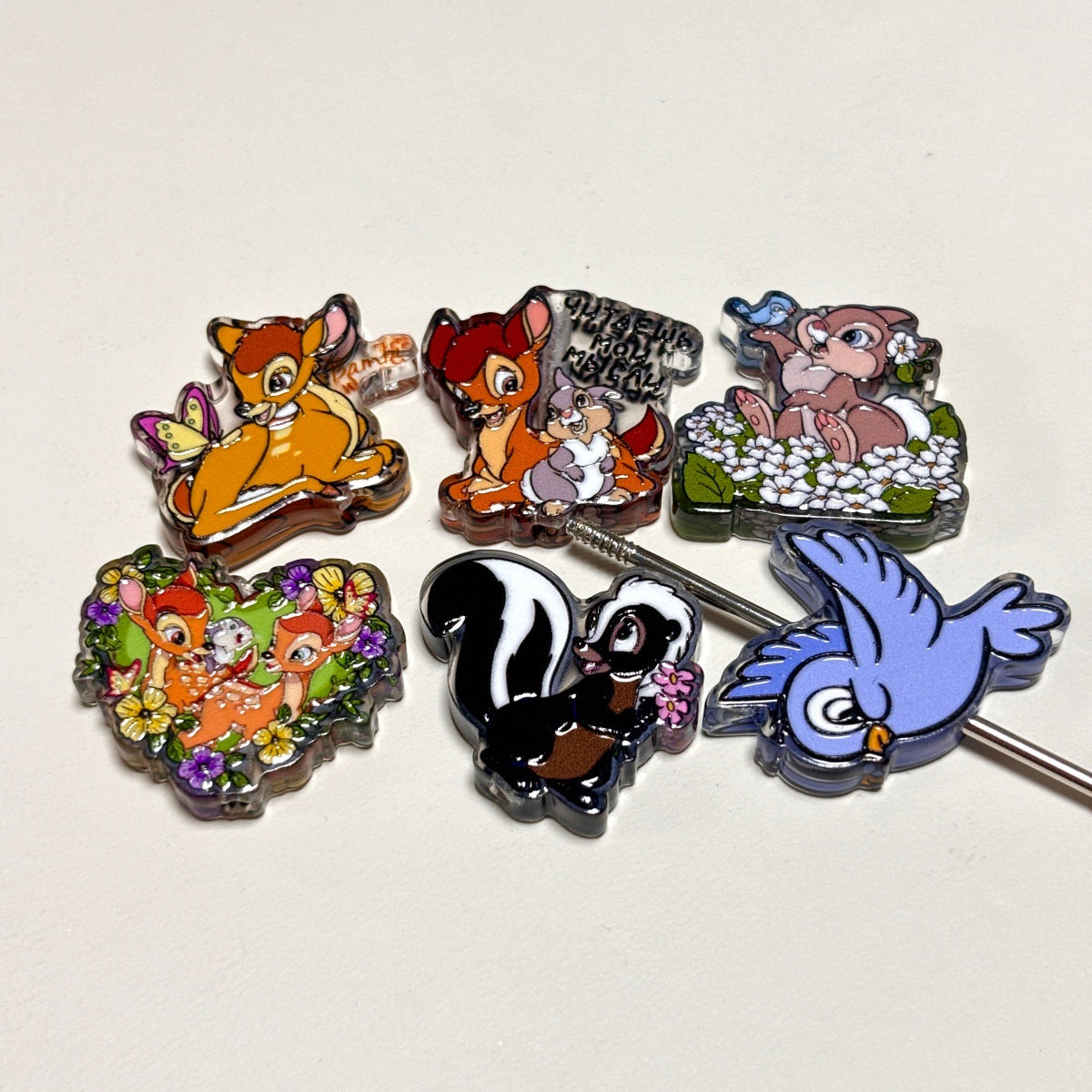 Woodland Forest Fawn & Friends Acrylic Focal Beads, Cute Bunny, Skunk & Bluebird Beads for Beadable Pens & Keychains