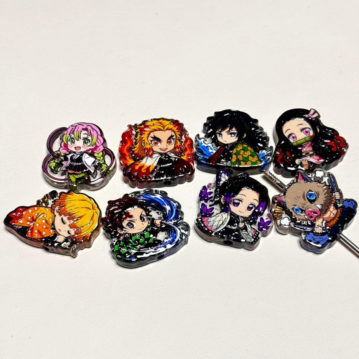 Anime Demon Hunter Acrylic Focal Beads, Japanese Blade Warrior Characters for DIY Beadable Pens, Keychains & Crafts