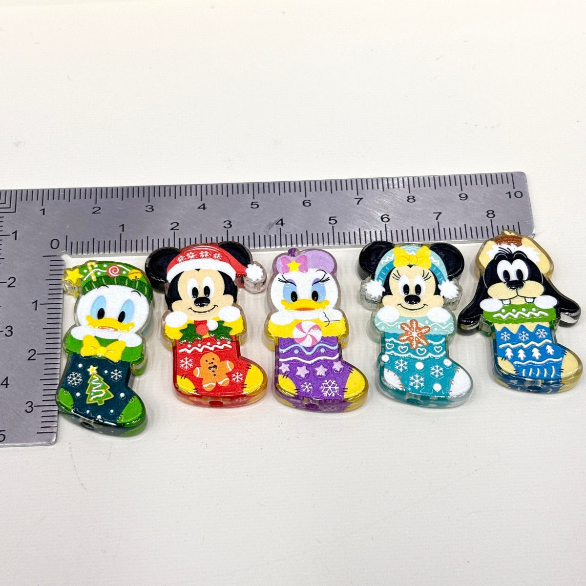 Christmas Stocking Cartoon Friends Acrylic Focal Beads, Holiday Snowman & Gingerbread Socks Beads for Beadable Pens & Keychains