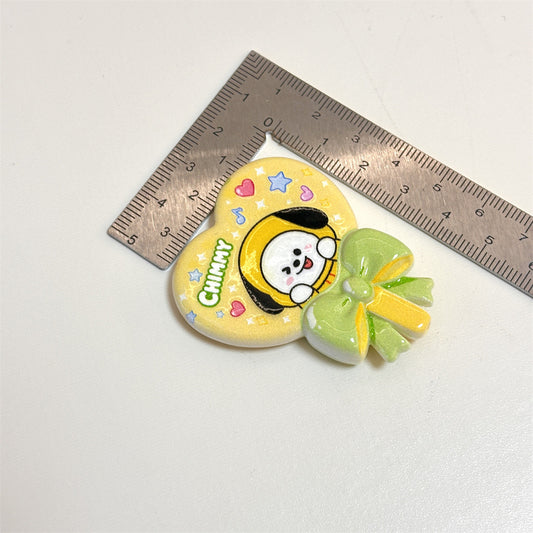 K-Pop Cartoon Friends Acrylic Focal Beads, Kawaii Heart Balloon & Ribbon Bow Beads for Beadable Pens, Keychains & Crafts
