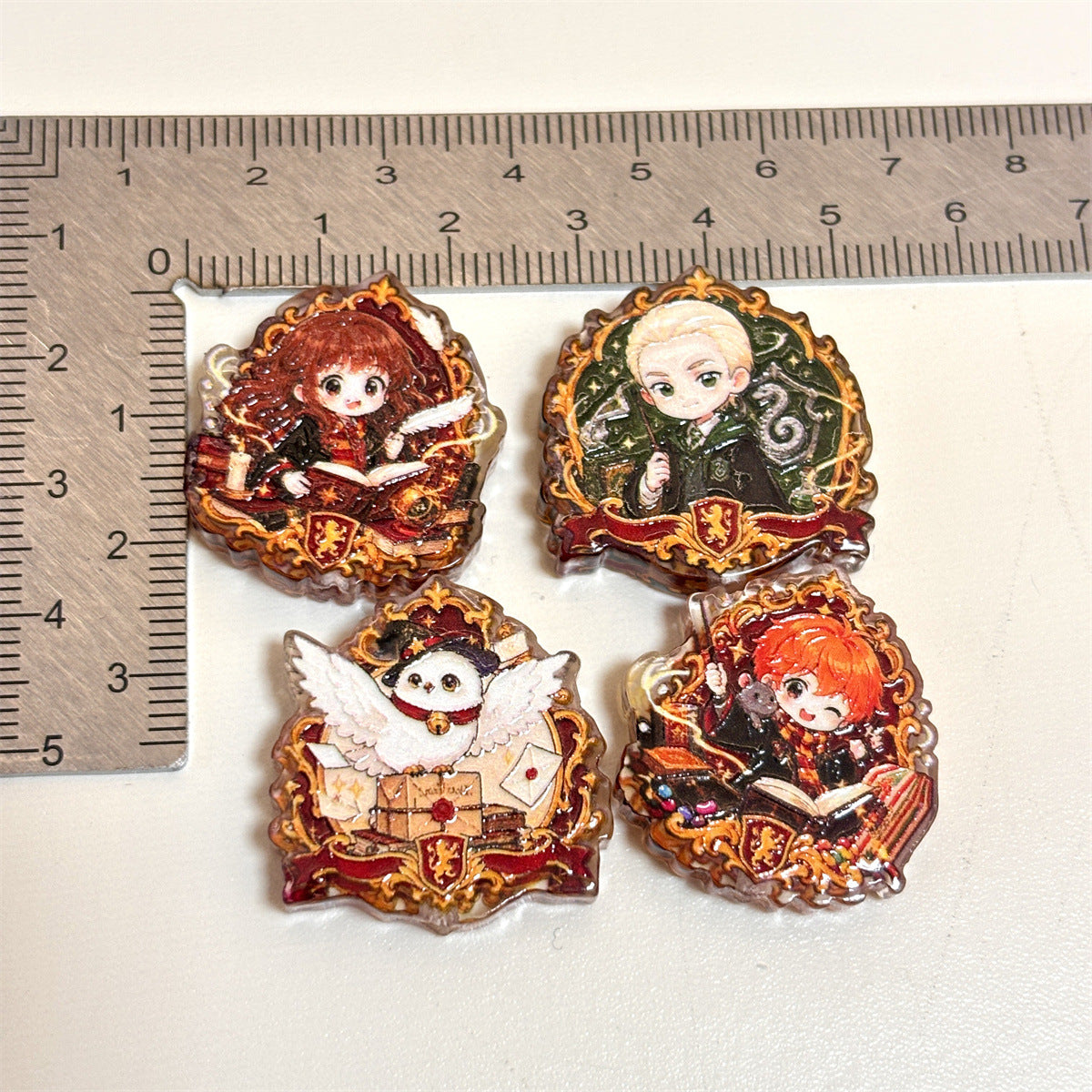 Vintage Gold Frame Wizard Academy Acrylic Focal Beads, Baroque Chibi Magic Student & Owl Beads for DIY Beadable Pens & Crafts