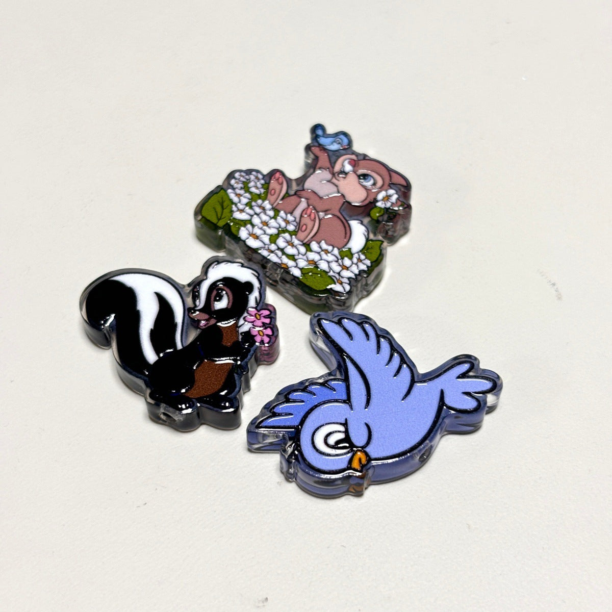 Woodland Forest Fawn & Friends Acrylic Focal Beads, Cute Bunny, Skunk & Bluebird Beads for Beadable Pens & Keychains