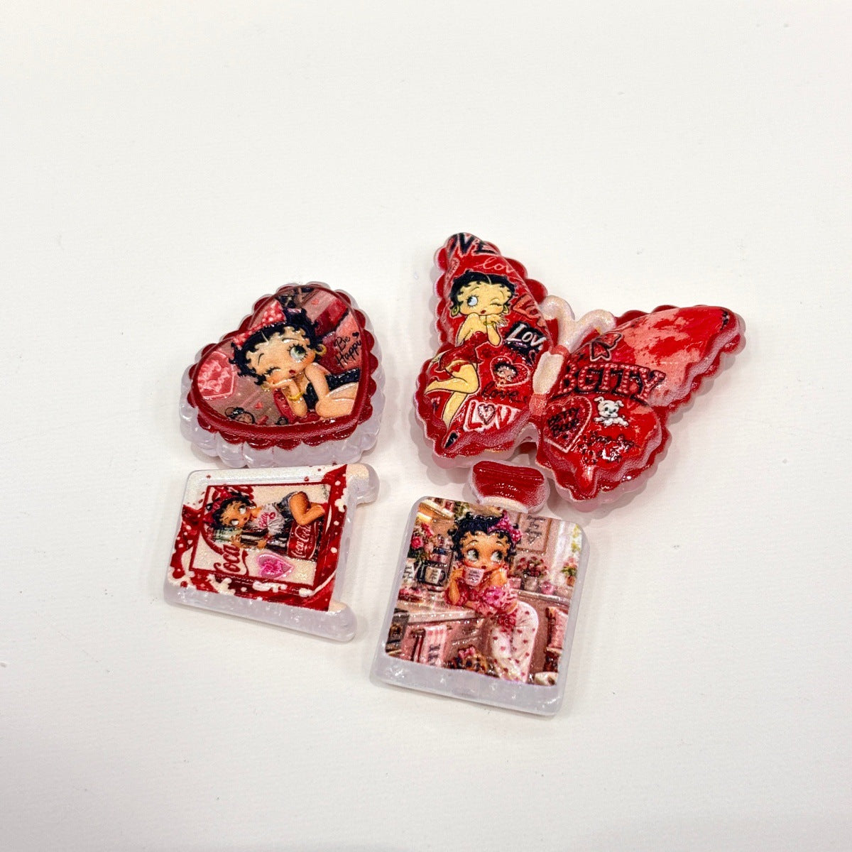 Retro Flapper Pinup Girl Acrylic Focal Beads, Vintage Nurse & Butterfly Beads for Beadable Pens, Keychains & DIY Crafts
