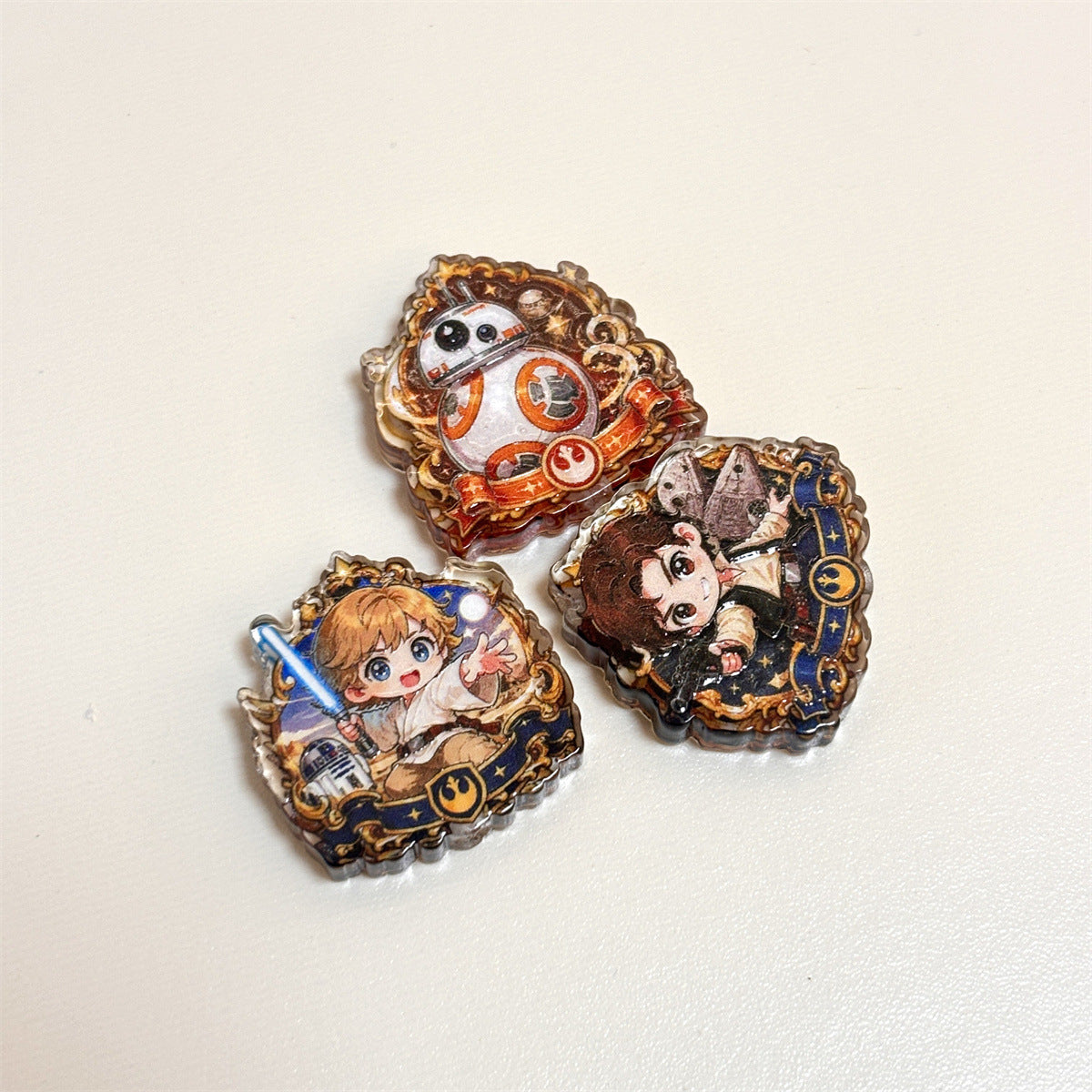 Vintage Gold Frame Space Galaxy Warrior Acrylic Focal Beads, Baroque Sci-Fi Knight & Robot Beads for Beadable Pens & Crafts
