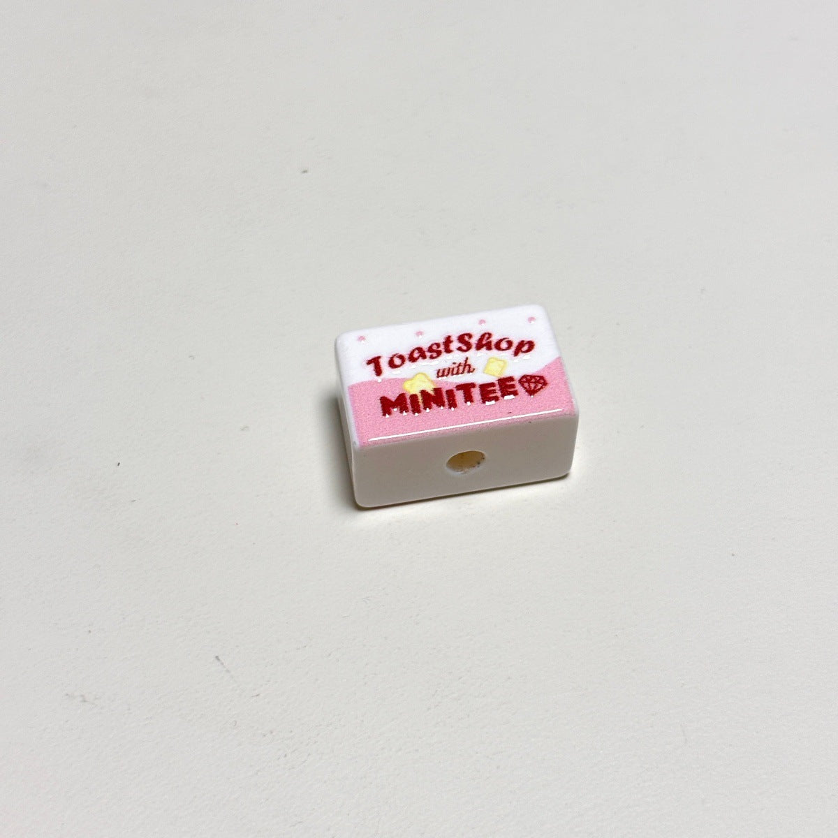 Cute Toast Shop Bakery Acrylic Focal Beads, Pastel Rectangle Brick Beads for DIY Beadable Pens, Keychains & Crafts