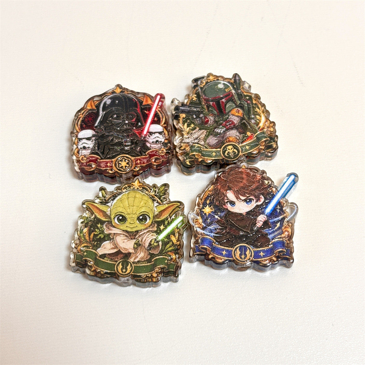 Vintage Gold Frame Space Galaxy Warrior Acrylic Focal Beads, Baroque Sci-Fi Knight & Robot Beads for Beadable Pens & Crafts