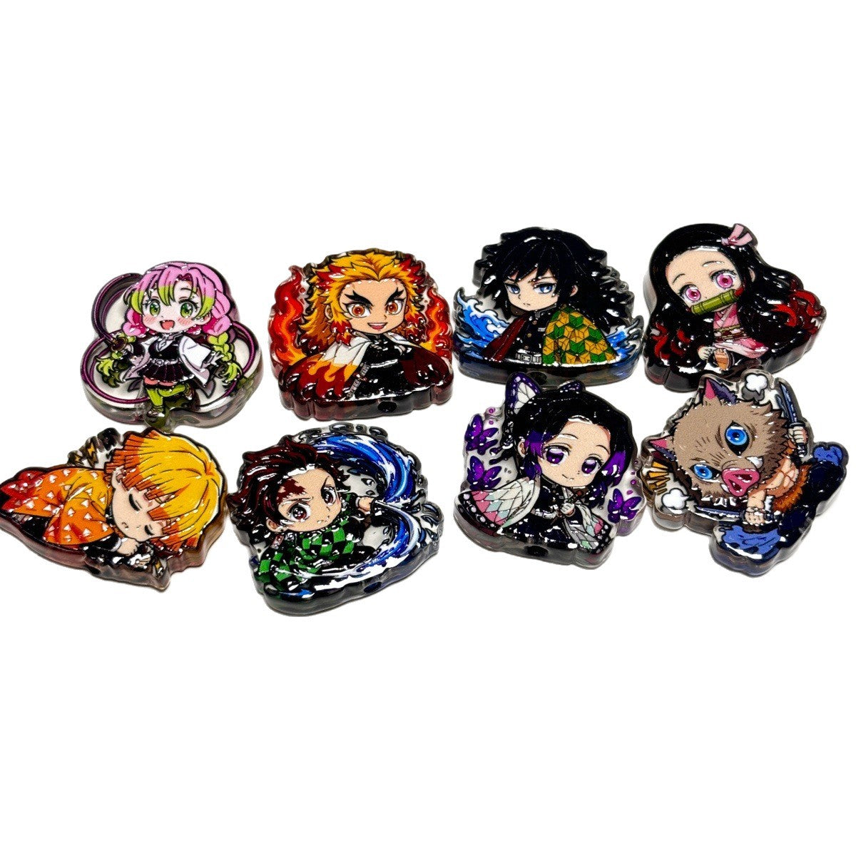 Anime Demon Hunter Acrylic Focal Beads, Japanese Blade Warrior Characters for DIY Beadable Pens, Keychains & Crafts