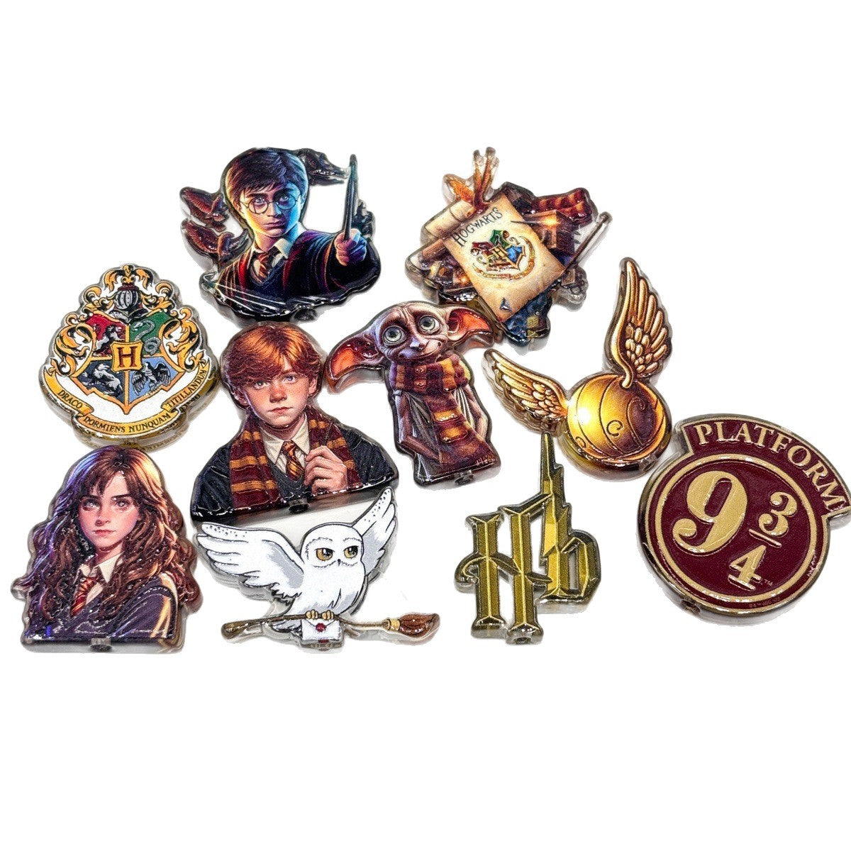 Magic Wizard Academy Acrylic Focal Beads, Platform 9¾ & Golden Flying Ball Charms for Beadable Pens, Keychains & DIY Crafts
