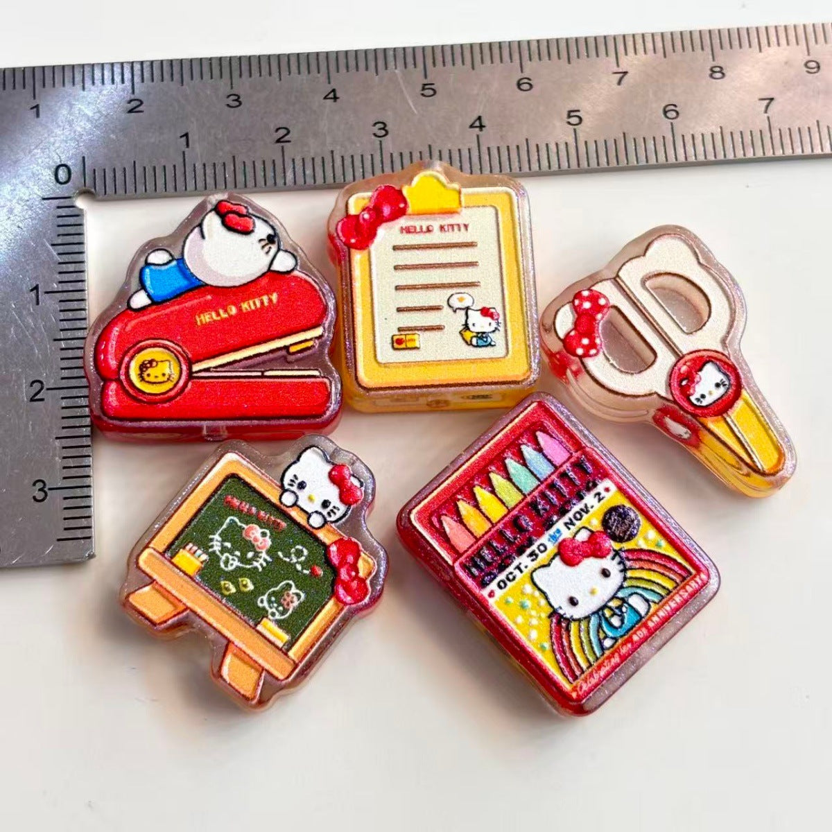 Back to School Stationery Acrylic Focal Beads, Cute Classroom Stapler & Crayon Box Beads for DIY Beadable Pens & Keychains