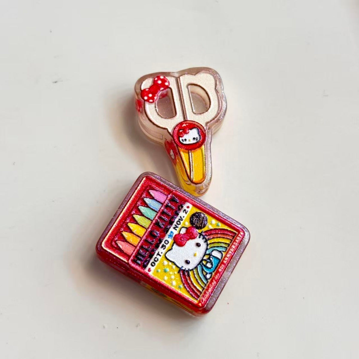 Back to School Stationery Acrylic Focal Beads, Cute Classroom Stapler & Crayon Box Beads for DIY Beadable Pens & Keychains