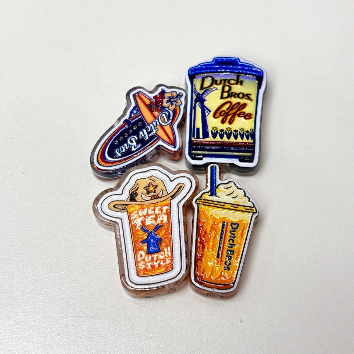 Blue Windmill Coffee Acrylic Focal Beads, Drive-Thru Iced Cup & Cowboy Hat Beads for Beadable Pens & Keychains
