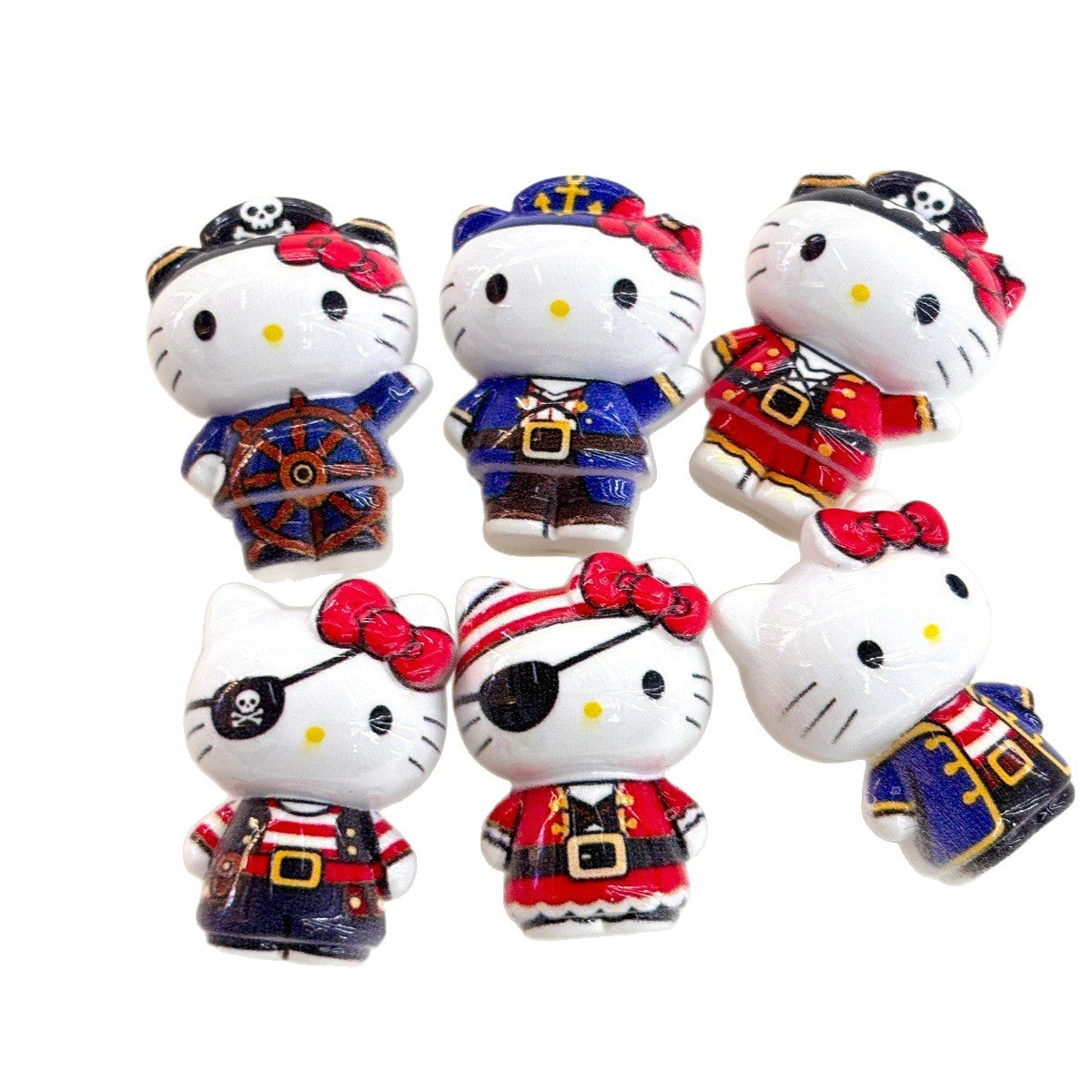Nautical Pirate Kitty Acrylic Focal Beads, Sailor Captain & Eyepatch White Cat Beads for DIY Beadable Pens & Keychains
