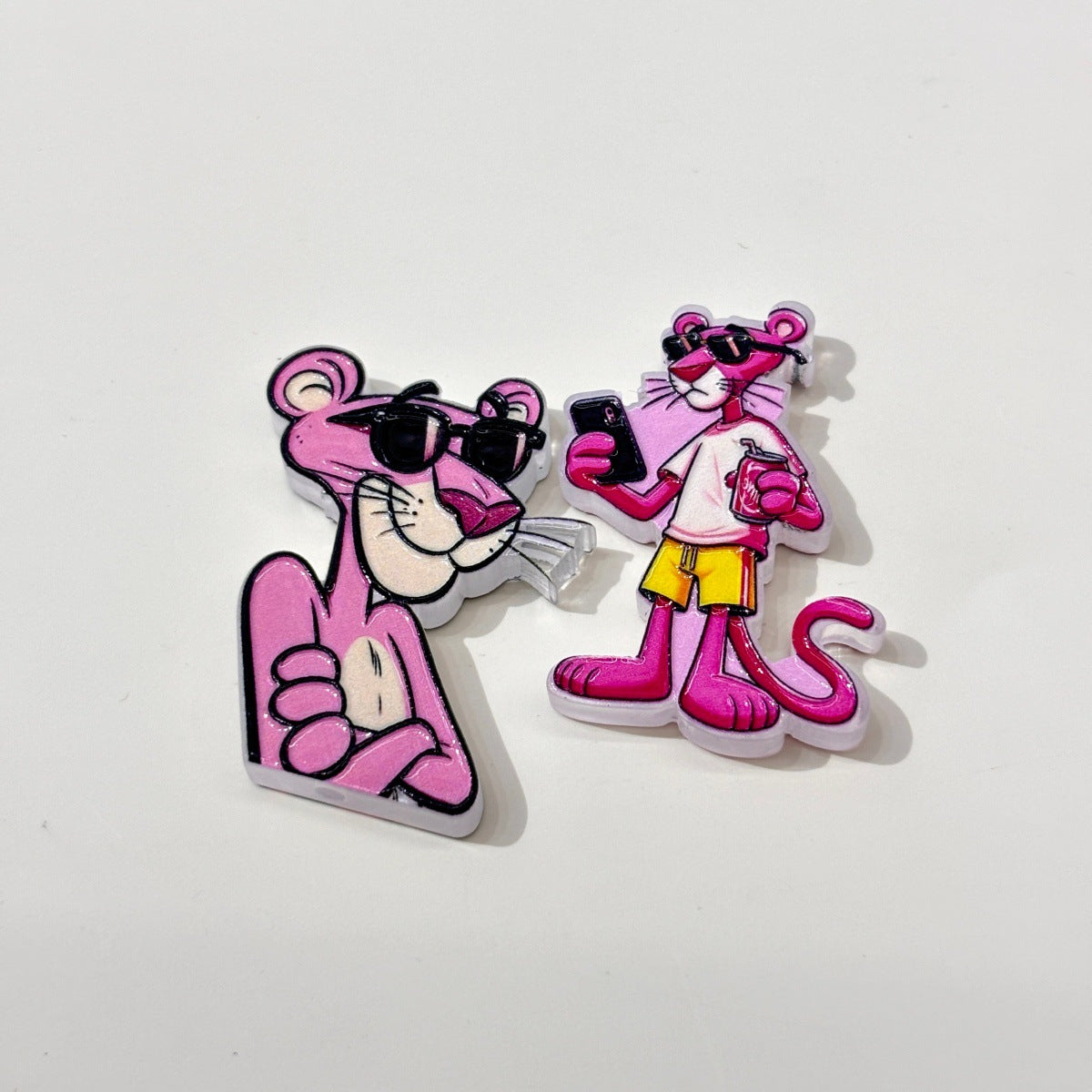 Y2K Pink Streetwear Panther Acrylic Focal Beads, Heart Face & Summer Drink Charms for DIY Pen Making & Wristlets