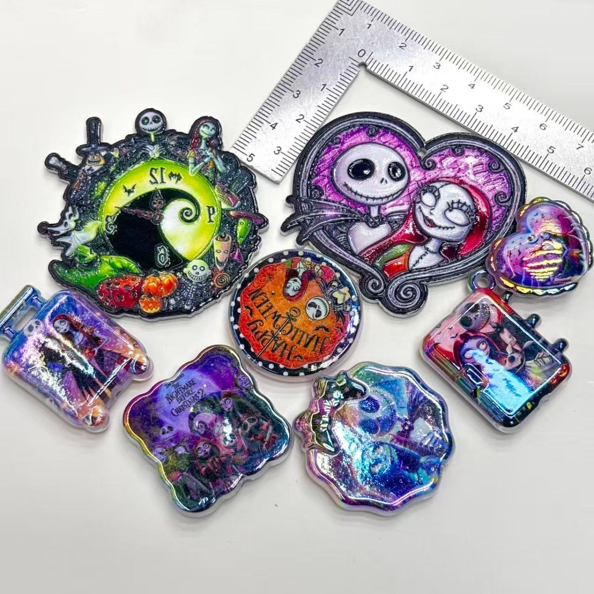 Spooky Gothic Romance Acrylic Focal Beads, Skeleton Couple & Ragdoll Bride Charms for DIY Beadable Pens & Keychains