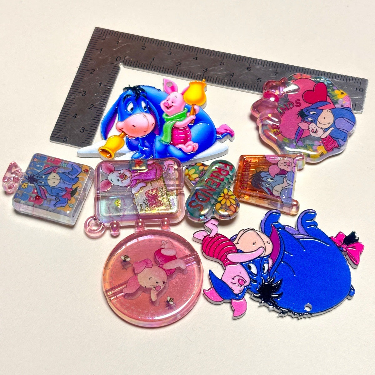 Woodland Blue Donkey & Pink Piglet Acrylic Focal Beads, Cute Friendship Charms & Pendants for Beadable Pens & Keychains