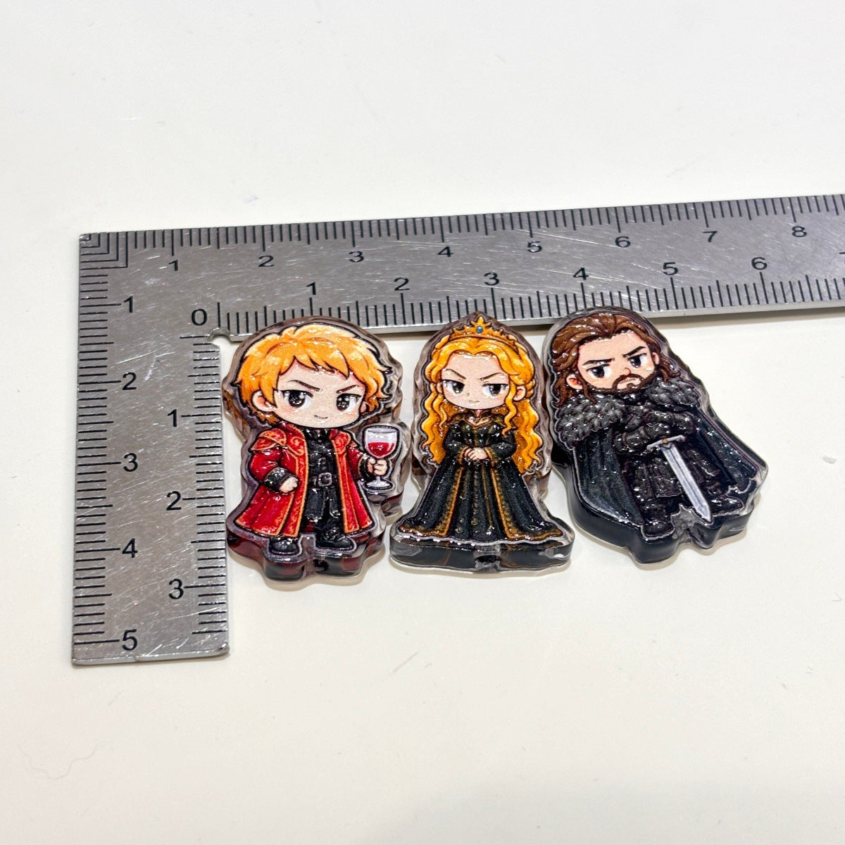 Medieval Fantasy Throne Acrylic Focal Beads, Chibi Ice & Fire Kingdom Royals for DIY Beadable Pens & Keychains