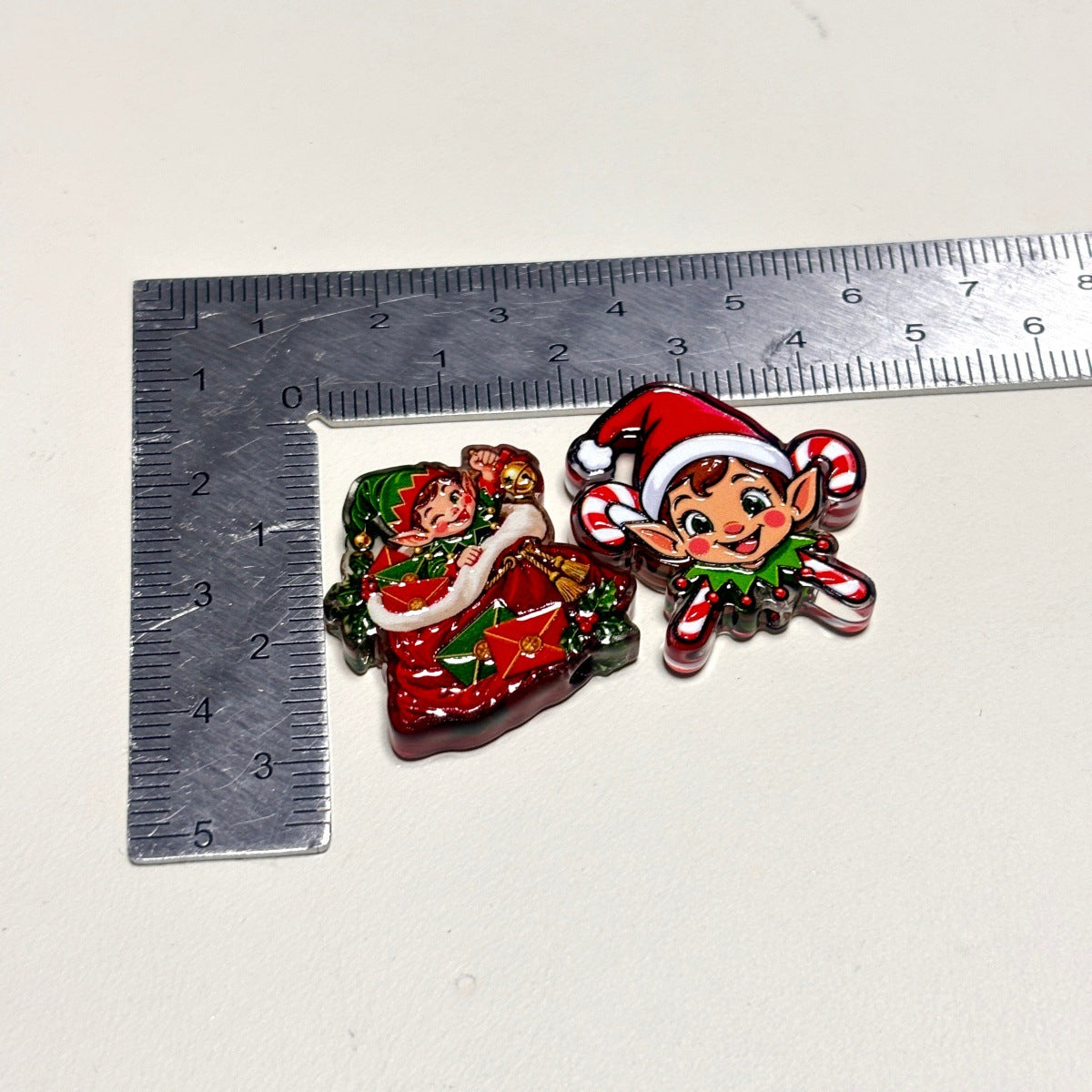 Retro Christmas Holiday Elf Acrylic Focal Beads, Santa's Workshop Pixie Beads for DIY Beadable Pens & Keychains