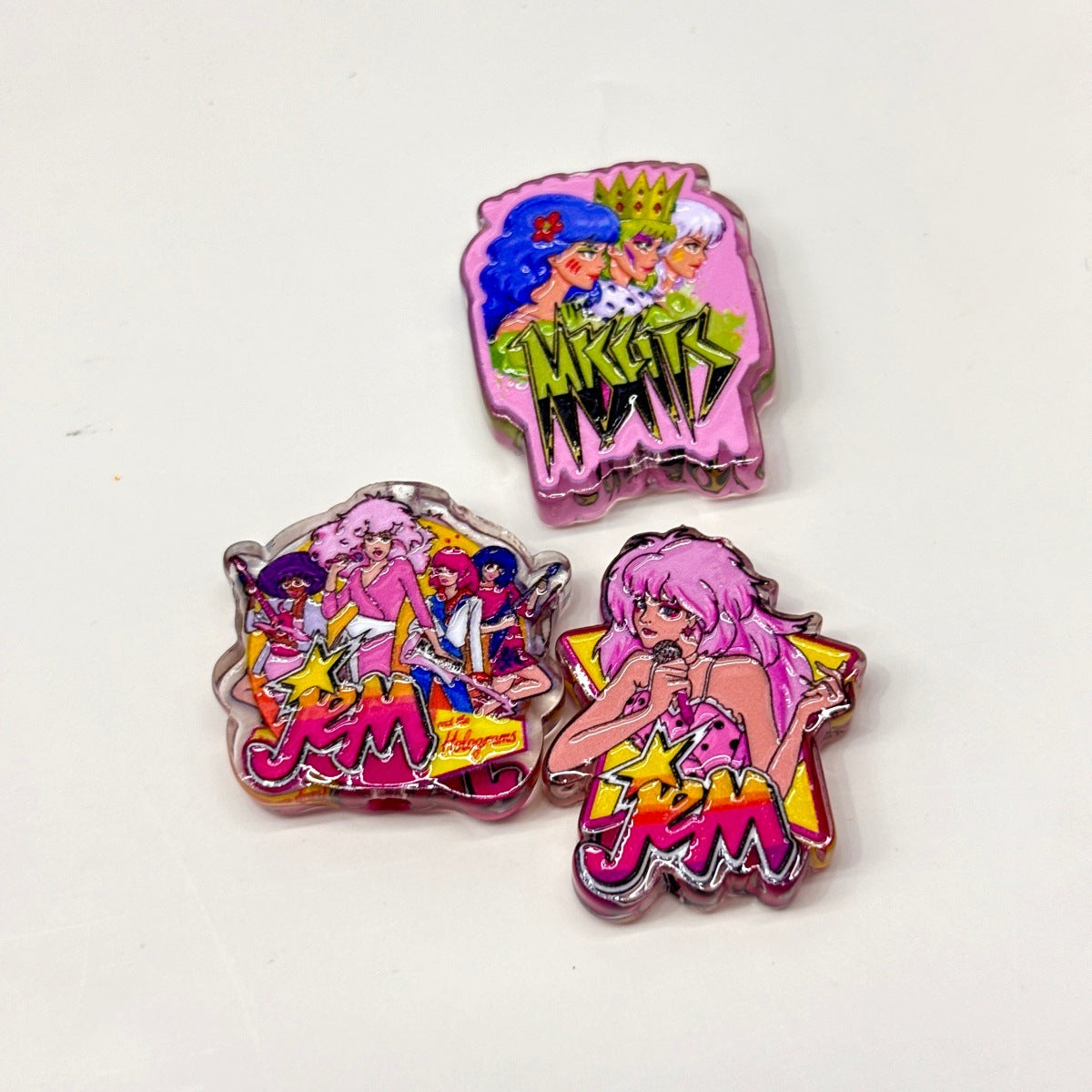 80s Glam Rock Diva Acrylic Focal Beads, Neon Pink Pop Singer & Girl Band Beads for DIY Beadable Pens & Keychains