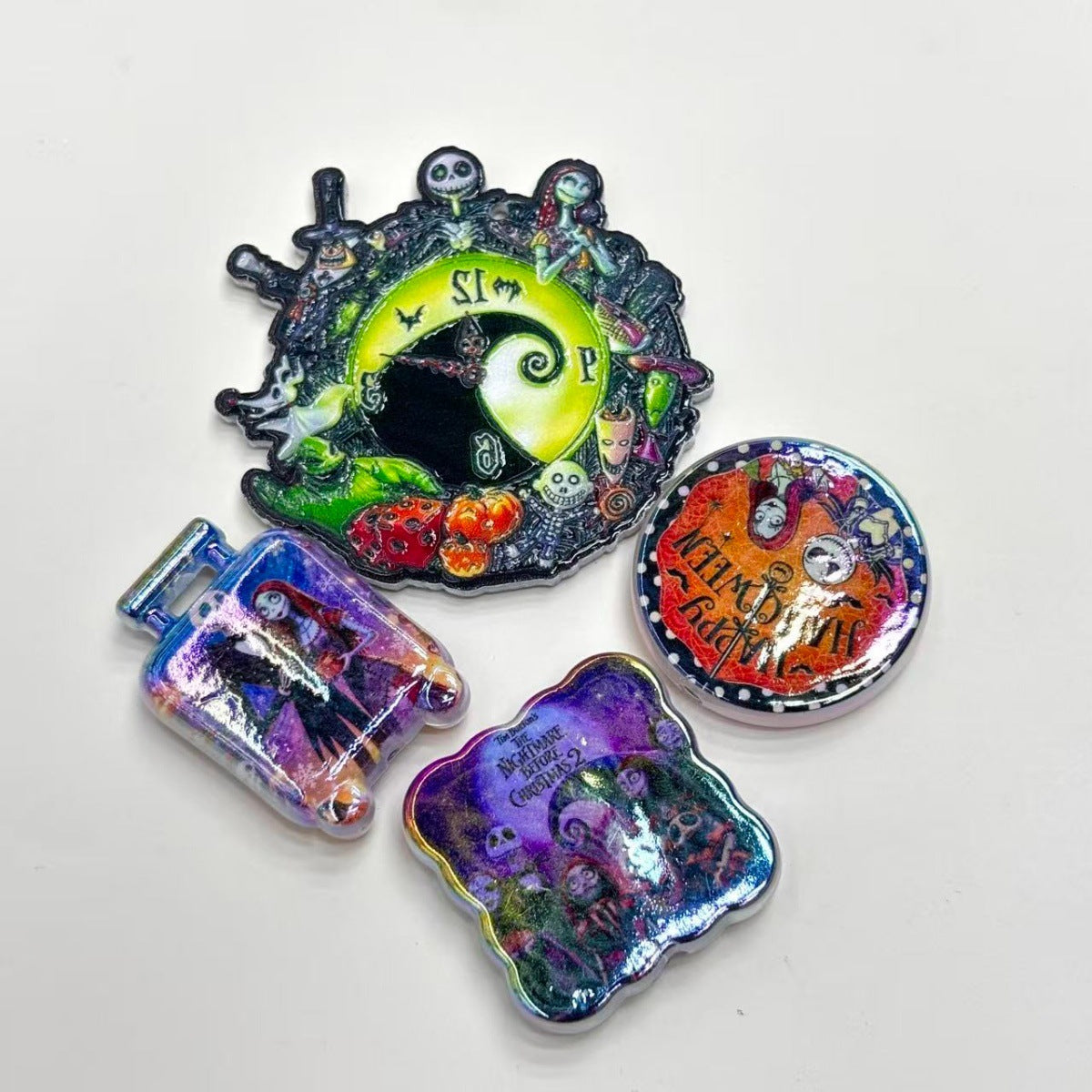 Spooky Gothic Romance Acrylic Focal Beads, Skeleton Couple & Ragdoll Bride Charms for DIY Beadable Pens & Keychains