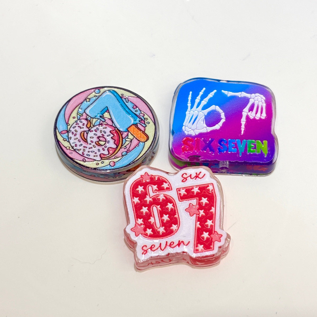 Fun Number 67 Acrylic Focal Beads, Six Seven Birthday & Holiday Beads for DIY Beadable Pens & Keychains