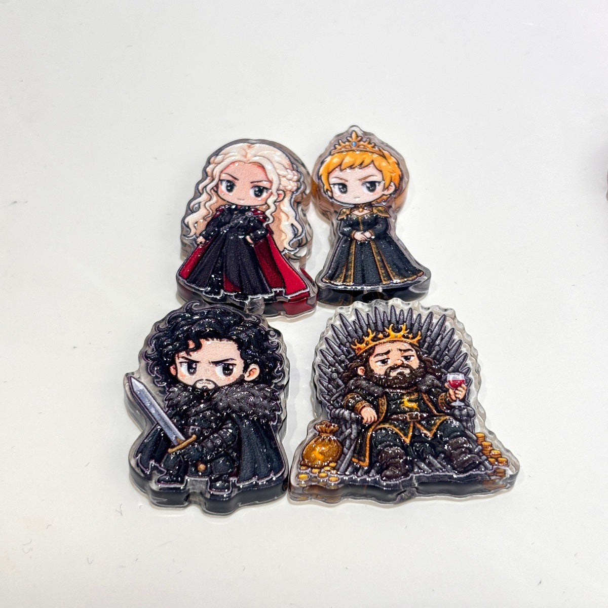 Medieval Fantasy Throne Acrylic Focal Beads, Chibi Ice & Fire Kingdom Royals for DIY Beadable Pens & Keychains