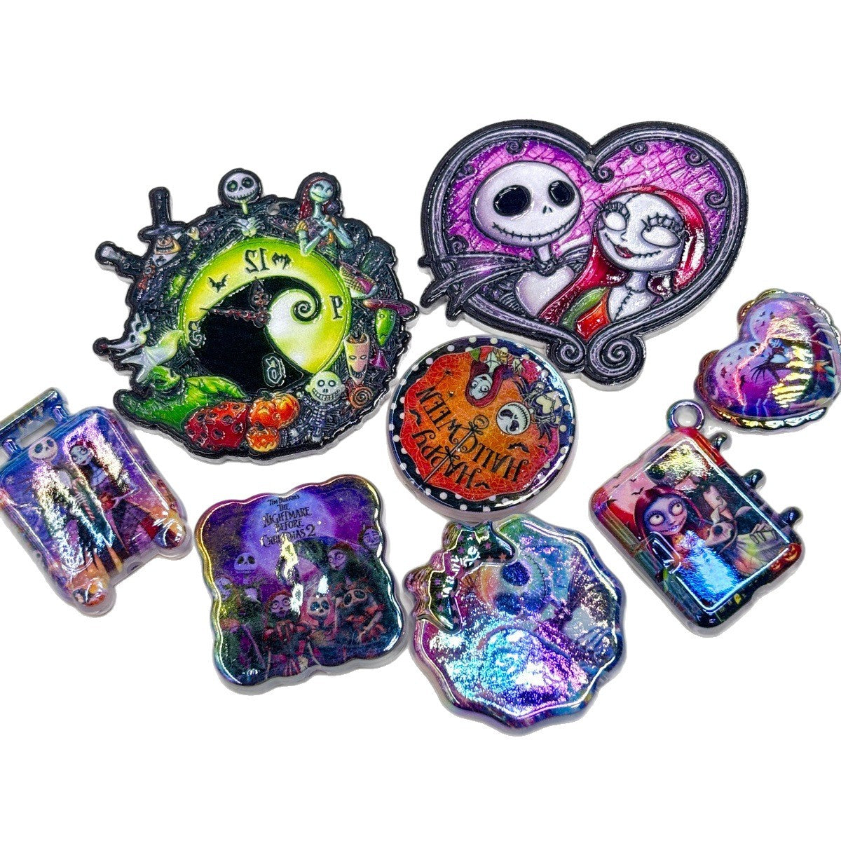 Spooky Gothic Romance Acrylic Focal Beads, Skeleton Couple & Ragdoll Bride Charms for DIY Beadable Pens & Keychains