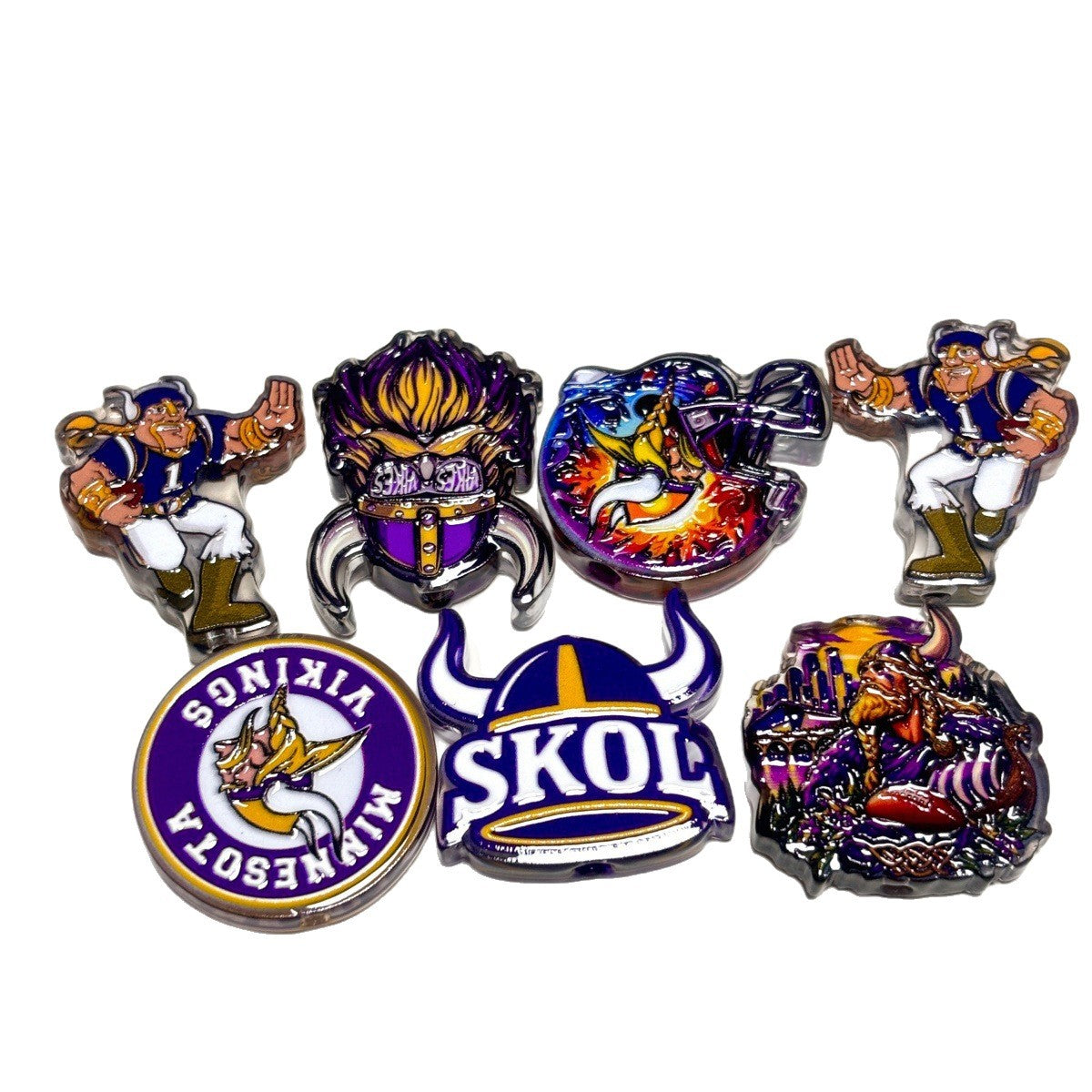 Purple & Gold Norse Warrior Acrylic Focal Beads, SKOL Game Day Football Beads for DIY Beadable Pens & Keychains