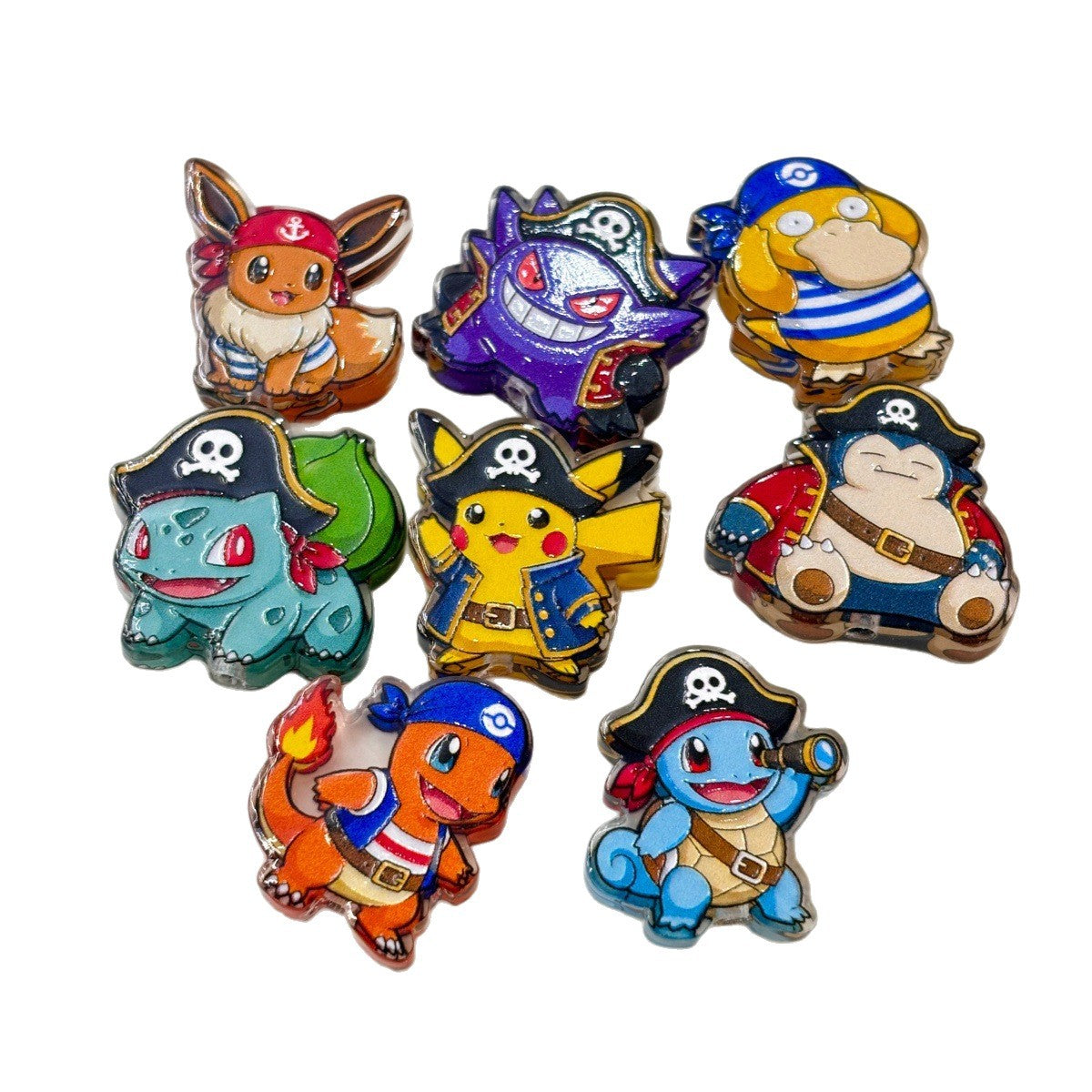 Pirate Battle Monster Acrylic Focal Beads, Caribbean Sailor Anime Creatures for DIY Beadable Pens & Keychains