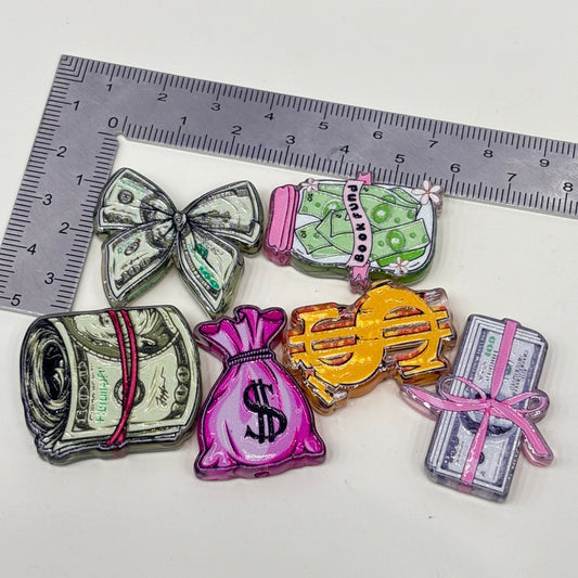 Cash Money Acrylic Focal Beads, Dollar Bill Roll & Book Fund Jar Beads for DIY Beadable Pens & Keychains