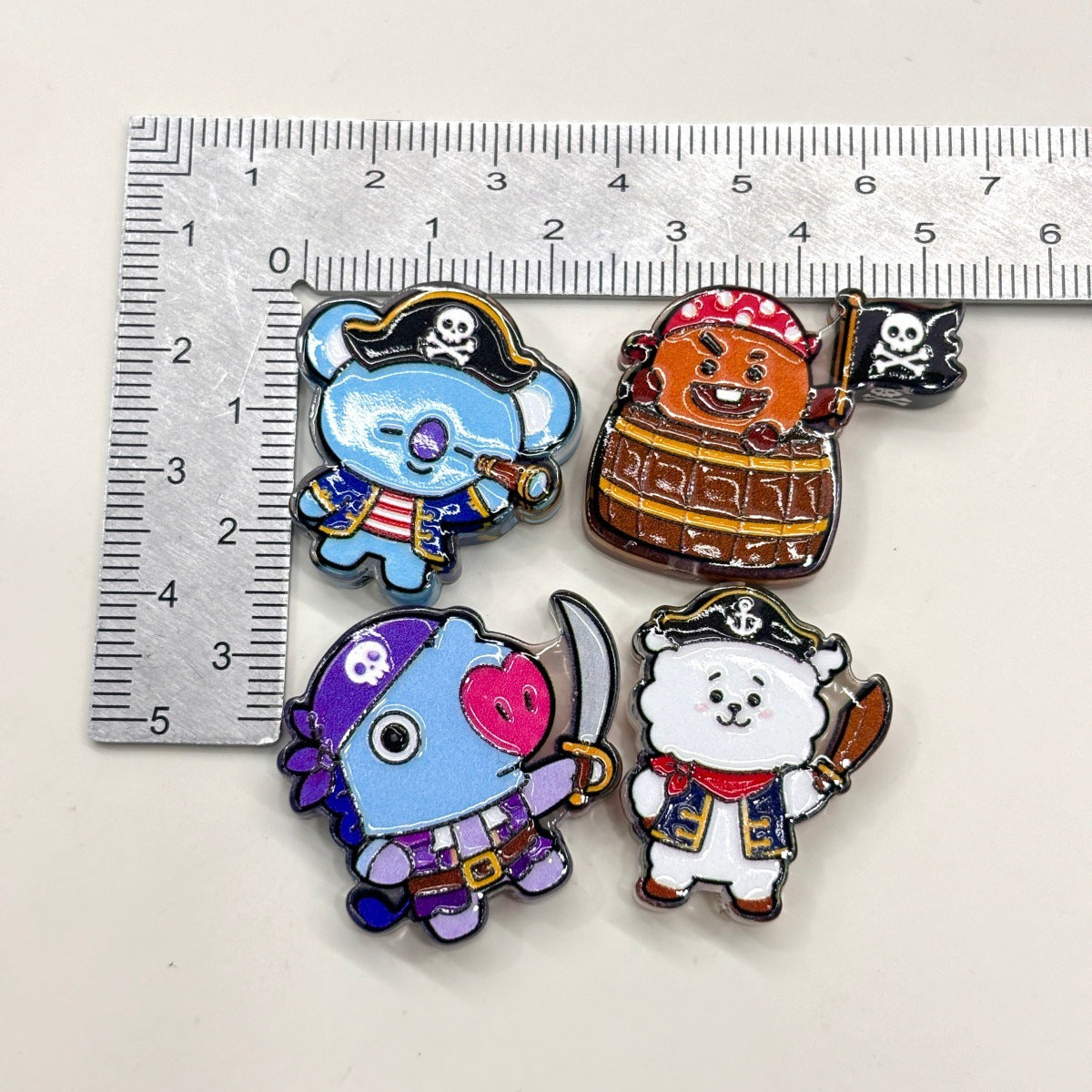 Kawaii Pirate Mascot Acrylic Focal Beads, Cute Anime Animal Sailors & Treasure Hunter Beads for DIY Beadable Pens & Keychains
