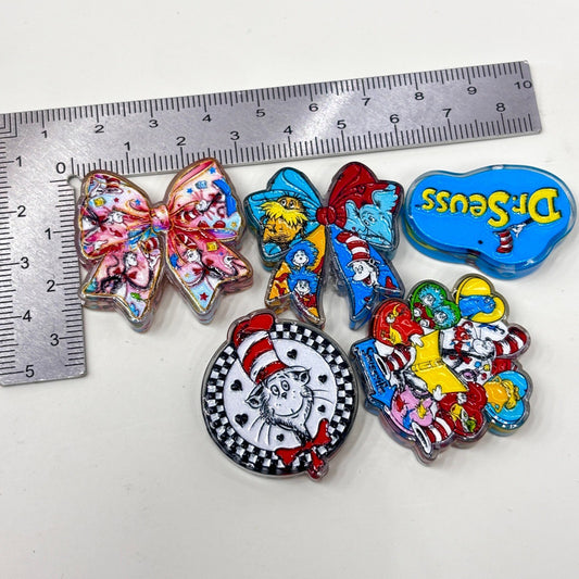 Rhyming Storybook Cat Acrylic Focal Beads, Striped Stovepipe Hat & Blue Hair Twins Beads for DIY Beadable Pens & Keychains