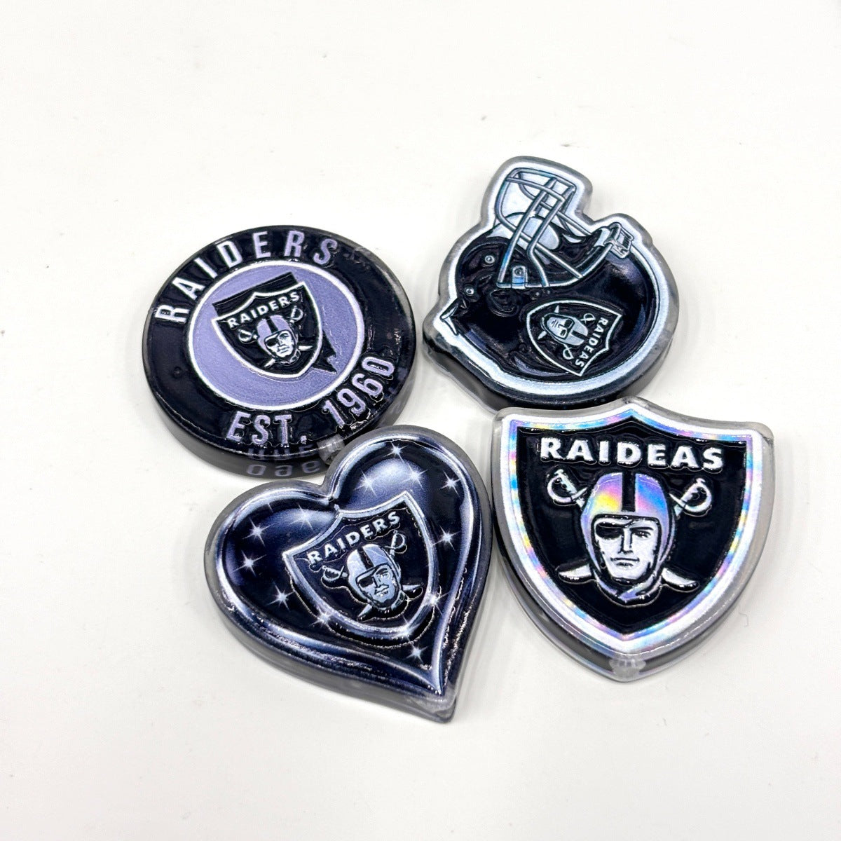 Silver & Black Football Acrylic Focal Beads, Pirate Mascot & Battle Helmet Beads for DIY Beadable Pens & Keychains