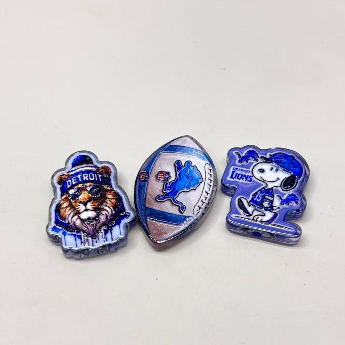 Honolulu Blue Football Game Day Acrylic Focal Beads, Roaring Lion Mascot & Helmet Beads for DIY Beadable Pens & Keychains