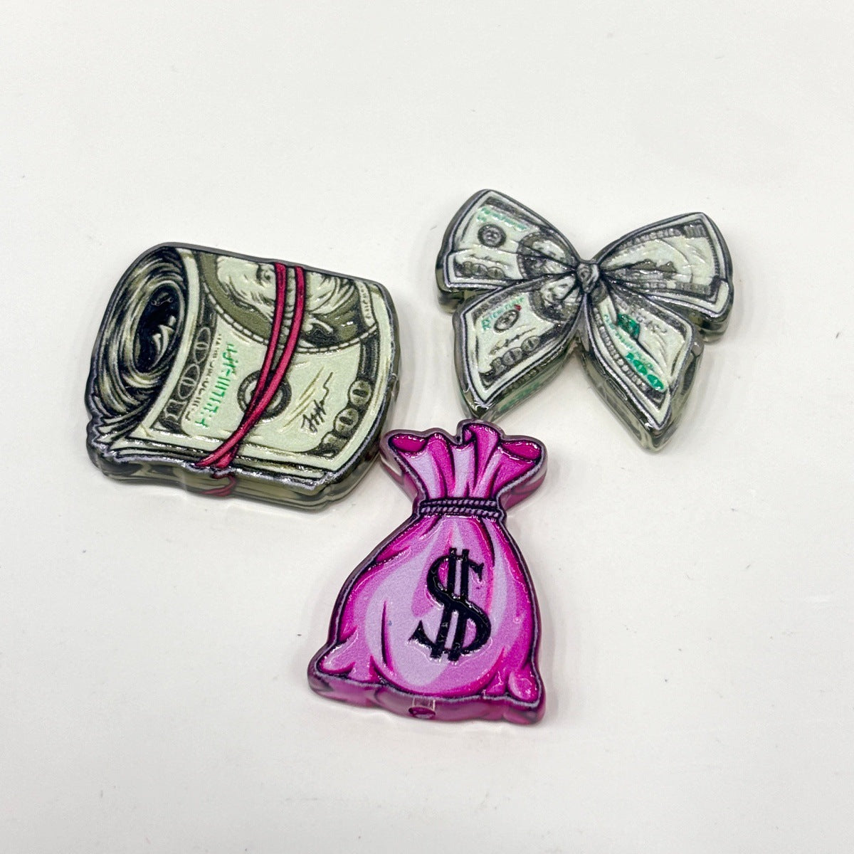 Cash Money Acrylic Focal Beads, Dollar Bill Roll & Book Fund Jar Beads for DIY Beadable Pens & Keychains