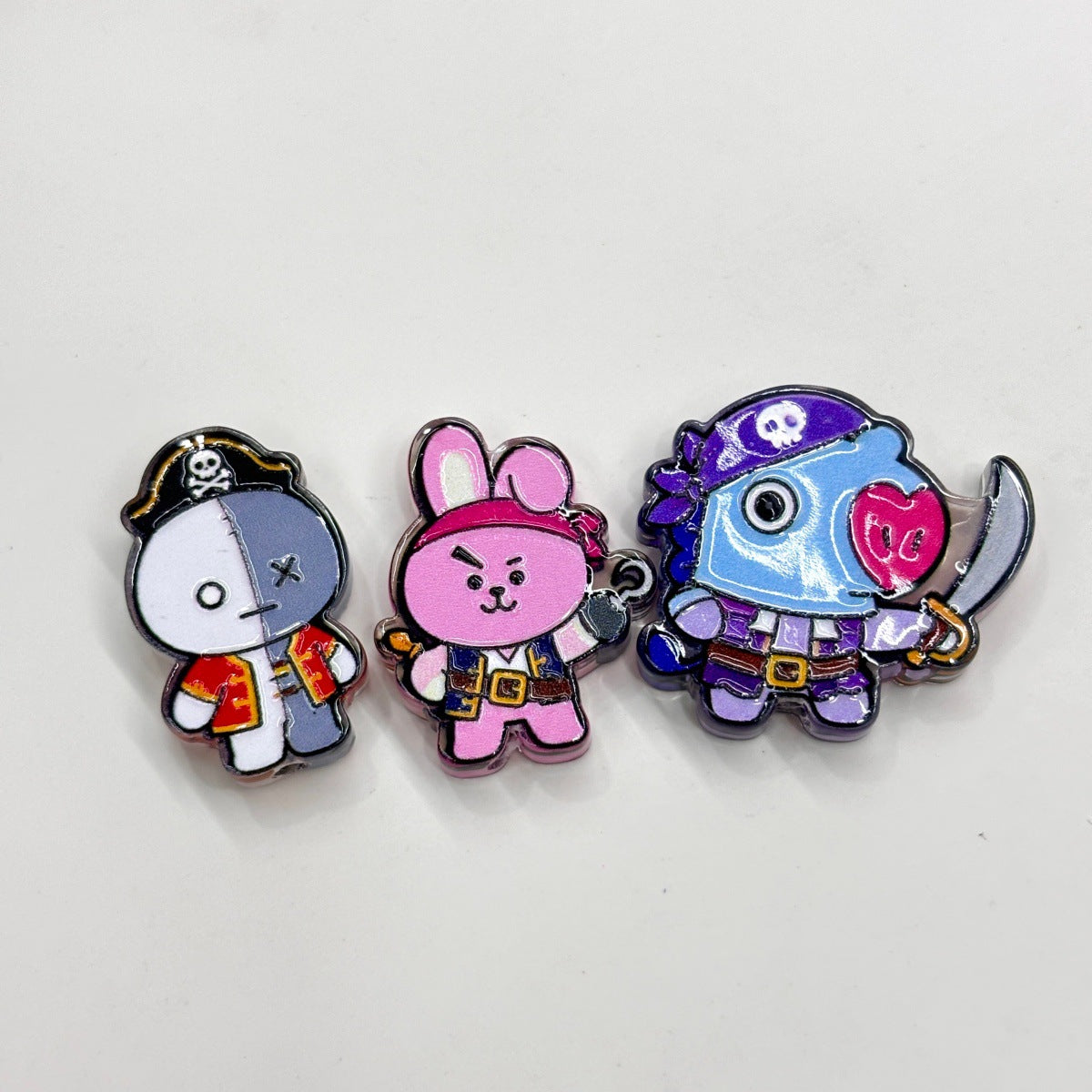 Kawaii Pirate Mascot Acrylic Focal Beads, Cute Anime Animal Sailors & Treasure Hunter Beads for DIY Beadable Pens & Keychains