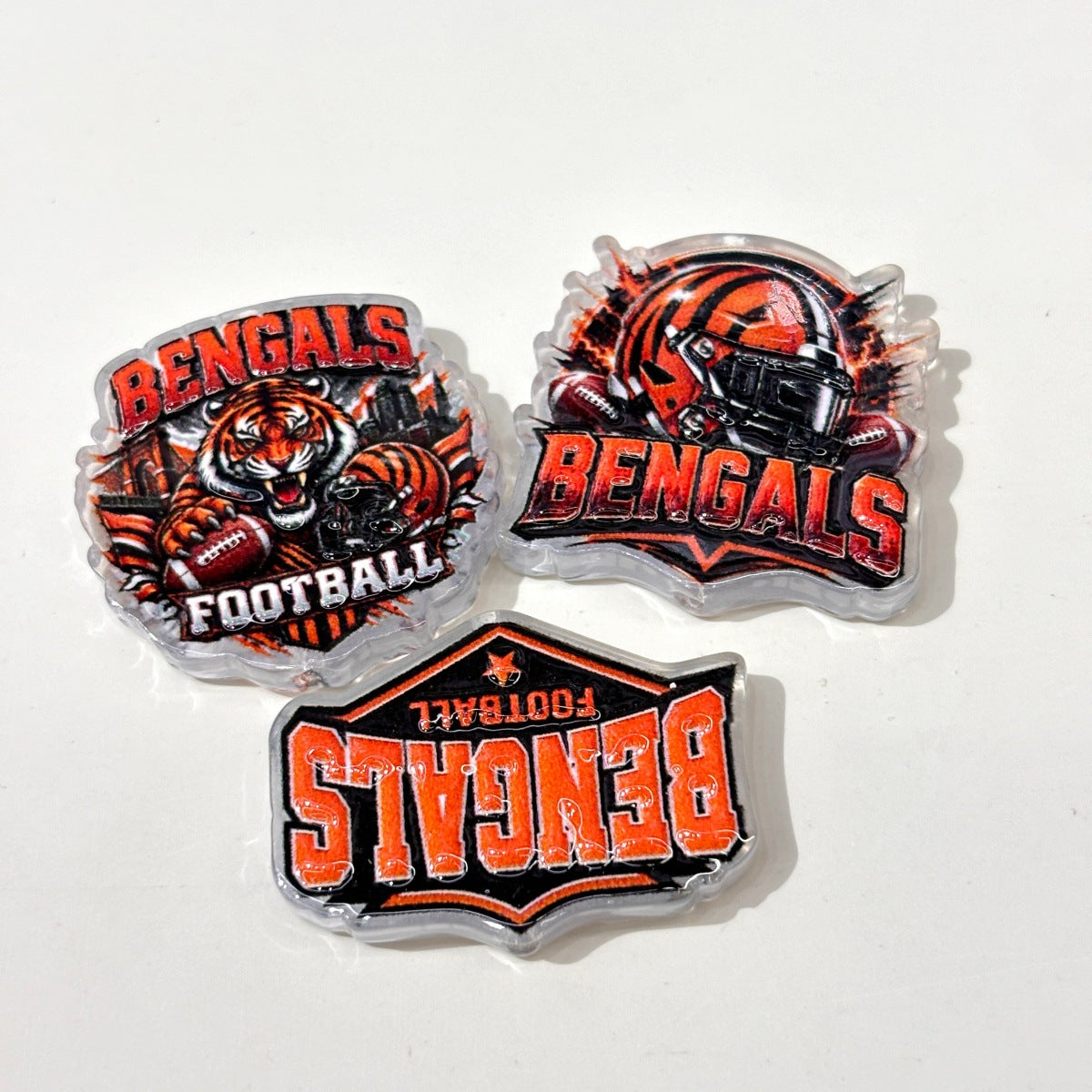Striped Tiger Football Game Day Acrylic Focal Beads, Gridiron Helmet & Shield Beads for DIY Beadable Pens & Keychains