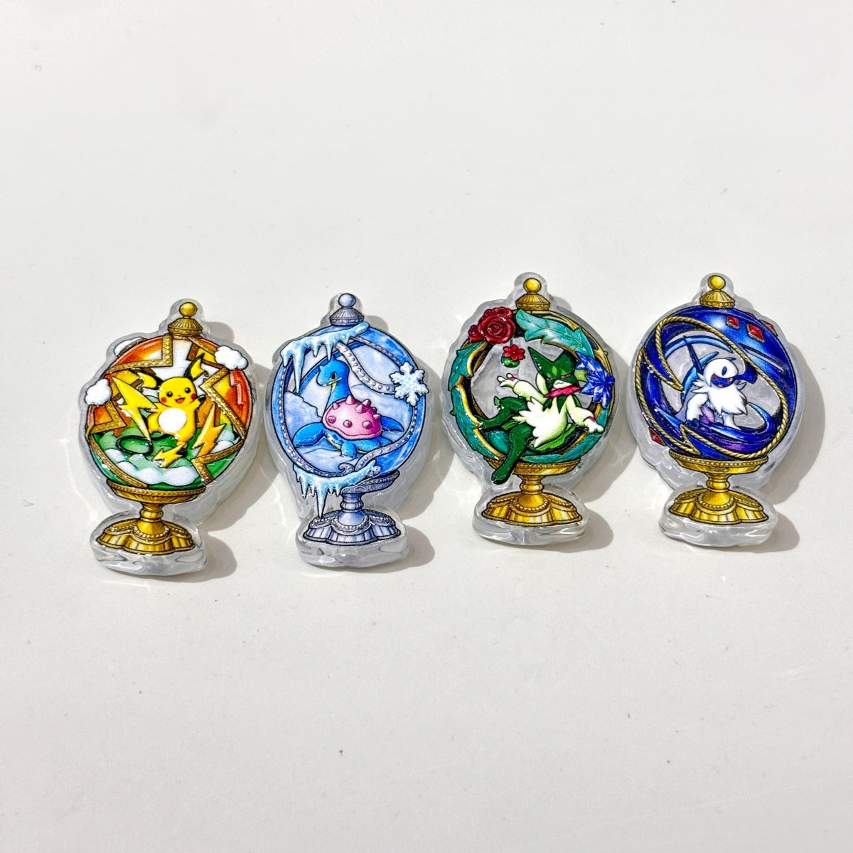 Pocket Monster Terrarium Acrylic Focal Beads, Electric Mouse & Eevee Evolution Globe Beads for DIY Beadable Pens & Keychains