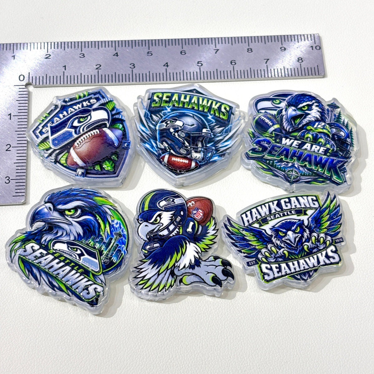 Pacific Northwest Sea Hawk Acrylic Focal Beads, Electric Green Football Mascot Beads for DIY Beadable Pens & Keychains