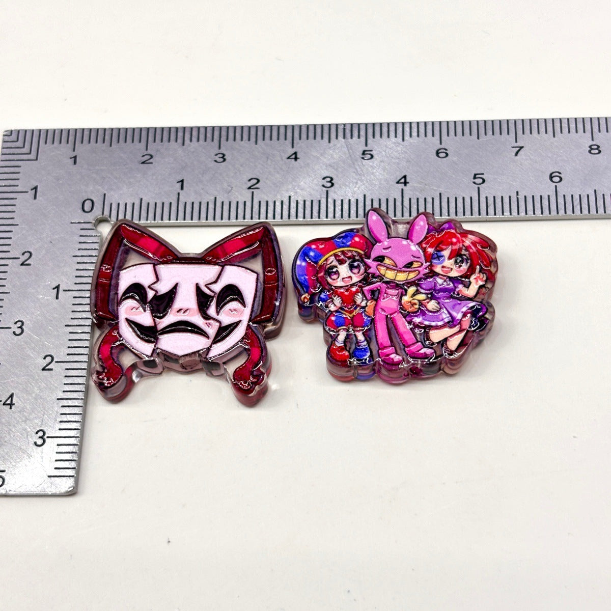 Digital Circus Jester Acrylic Focal Beads, Whimsical Harlequin & Purple Bunny Beads for DIY Beadable Pens & Keychains