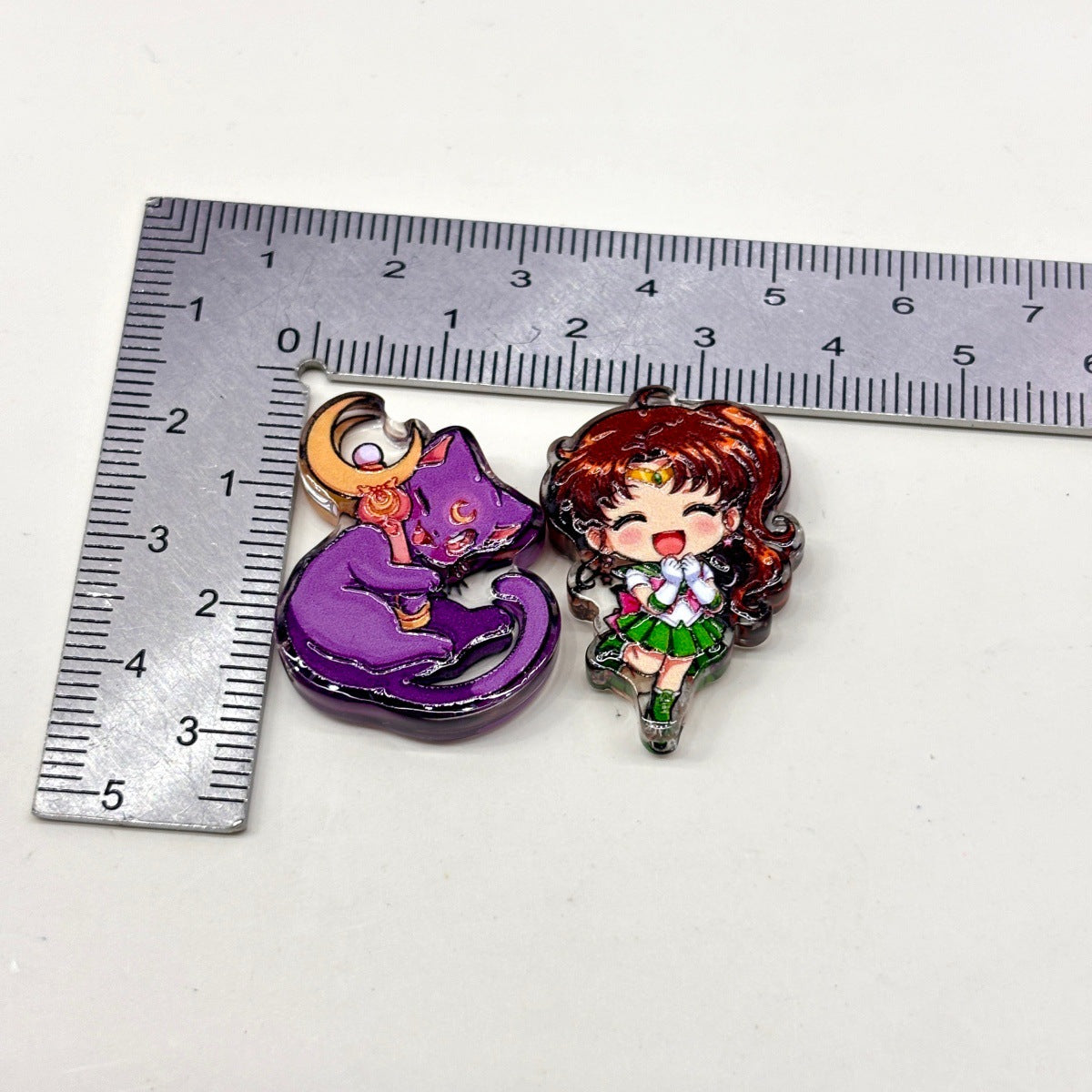 Magical Girl Anime Acrylic Focal Beads, Celestial Moon Guardian & Golden Winged Wand Beads for DIY Beadable Pens & Keychains