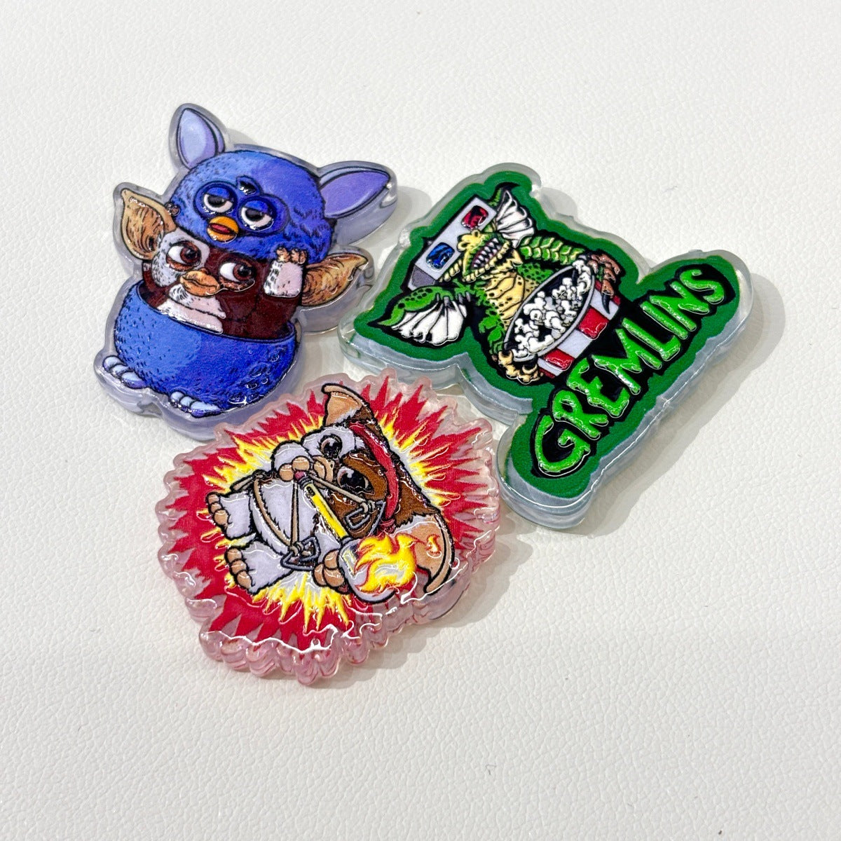 Retro 80s Movie Creature Acrylic Focal Beads, Mischievous Green Monster & Popcorn Beads for DIY Beadable Pens & Keychains