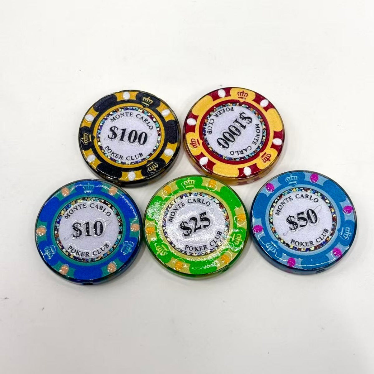 Casino Poker Chip Acrylic Focal Beads, 3-Tone Vegas Game Token Beads for DIY Beadable Pens & Keychains