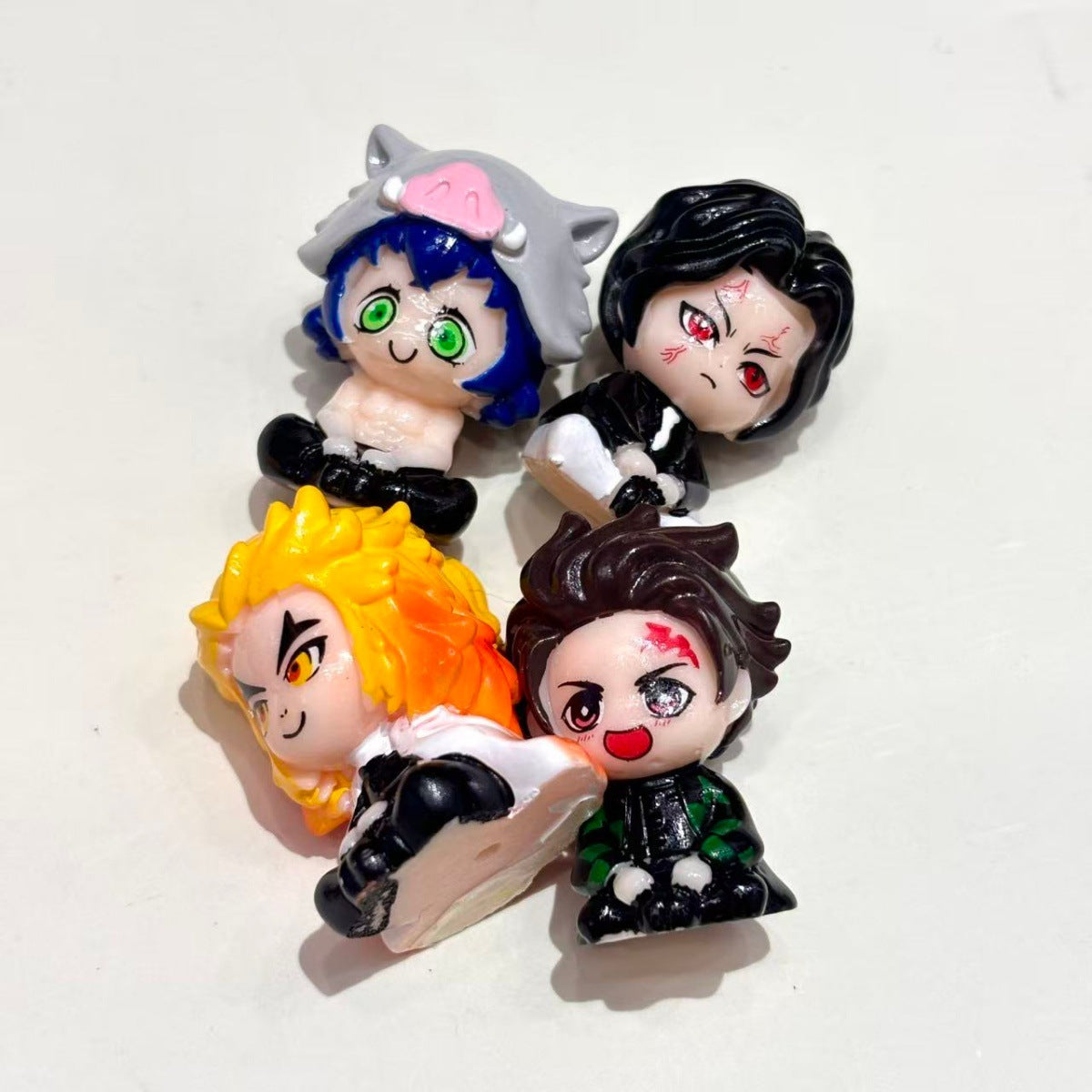3D Chibi Demon Hunter Acrylic Focal Beads, Anime Samurai & Upper Moon Sitting Figure Beads for DIY Beadable Pens & Keychains